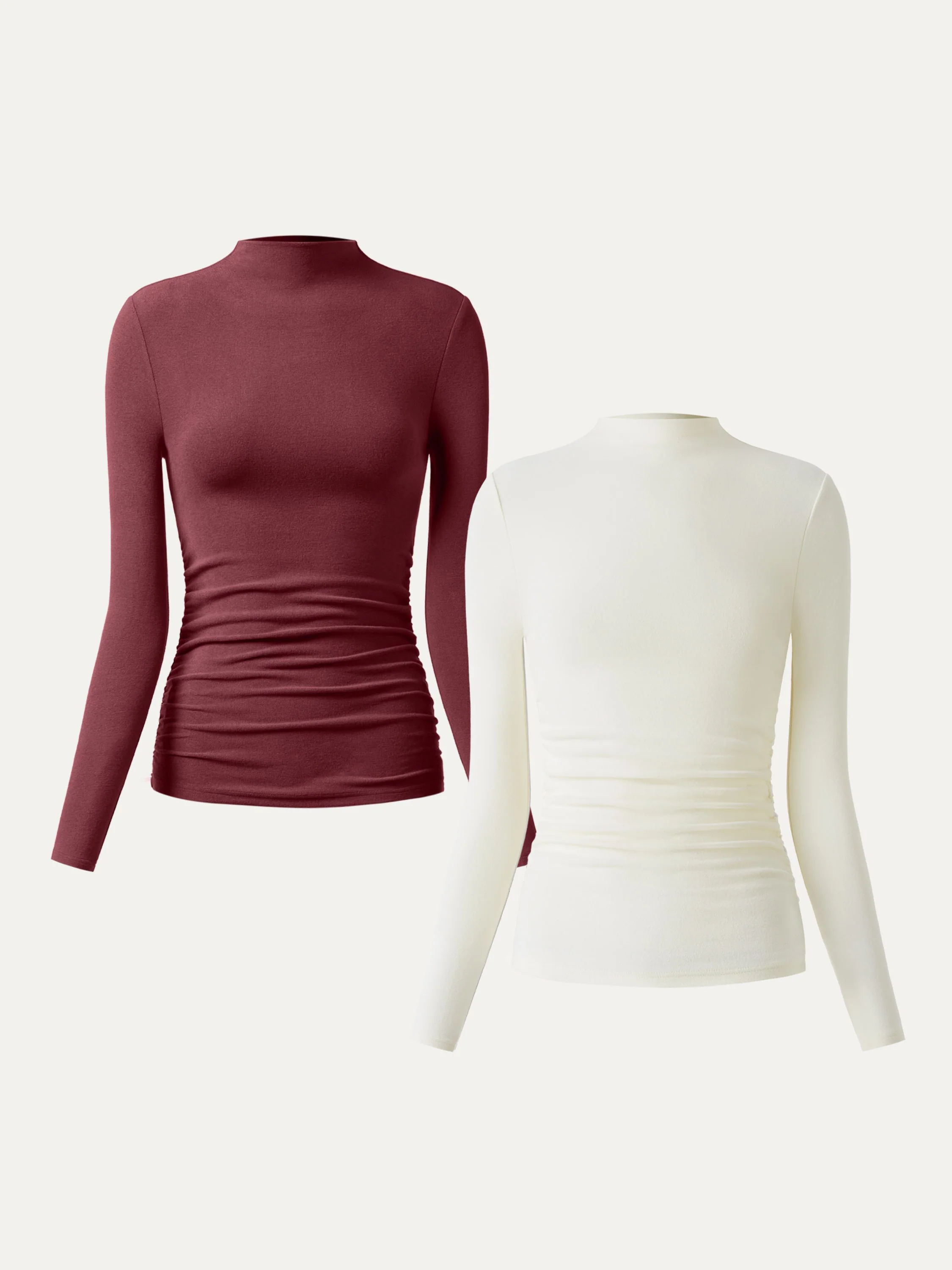 Thermal Ruched Sides Tuckable Mockneck Top - Image 29