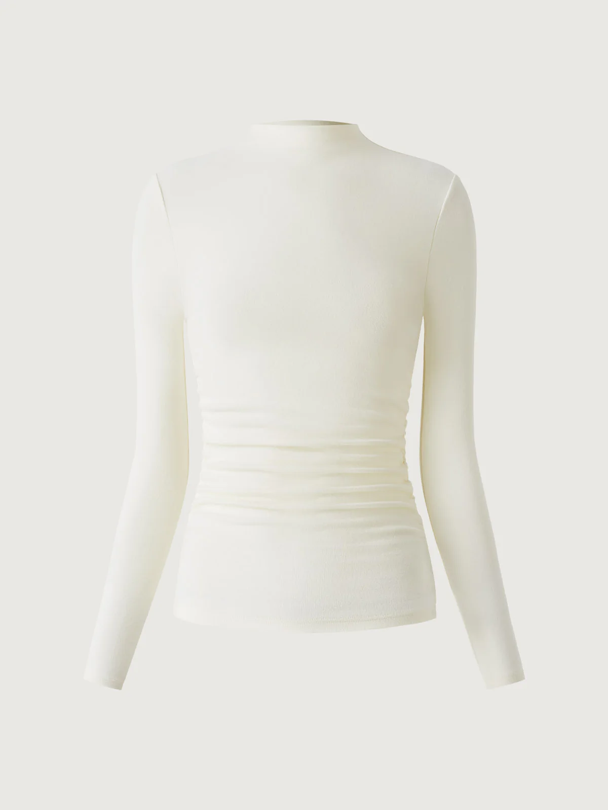 Thermal Ruched Sides Tuckable Mockneck Top - Image 3