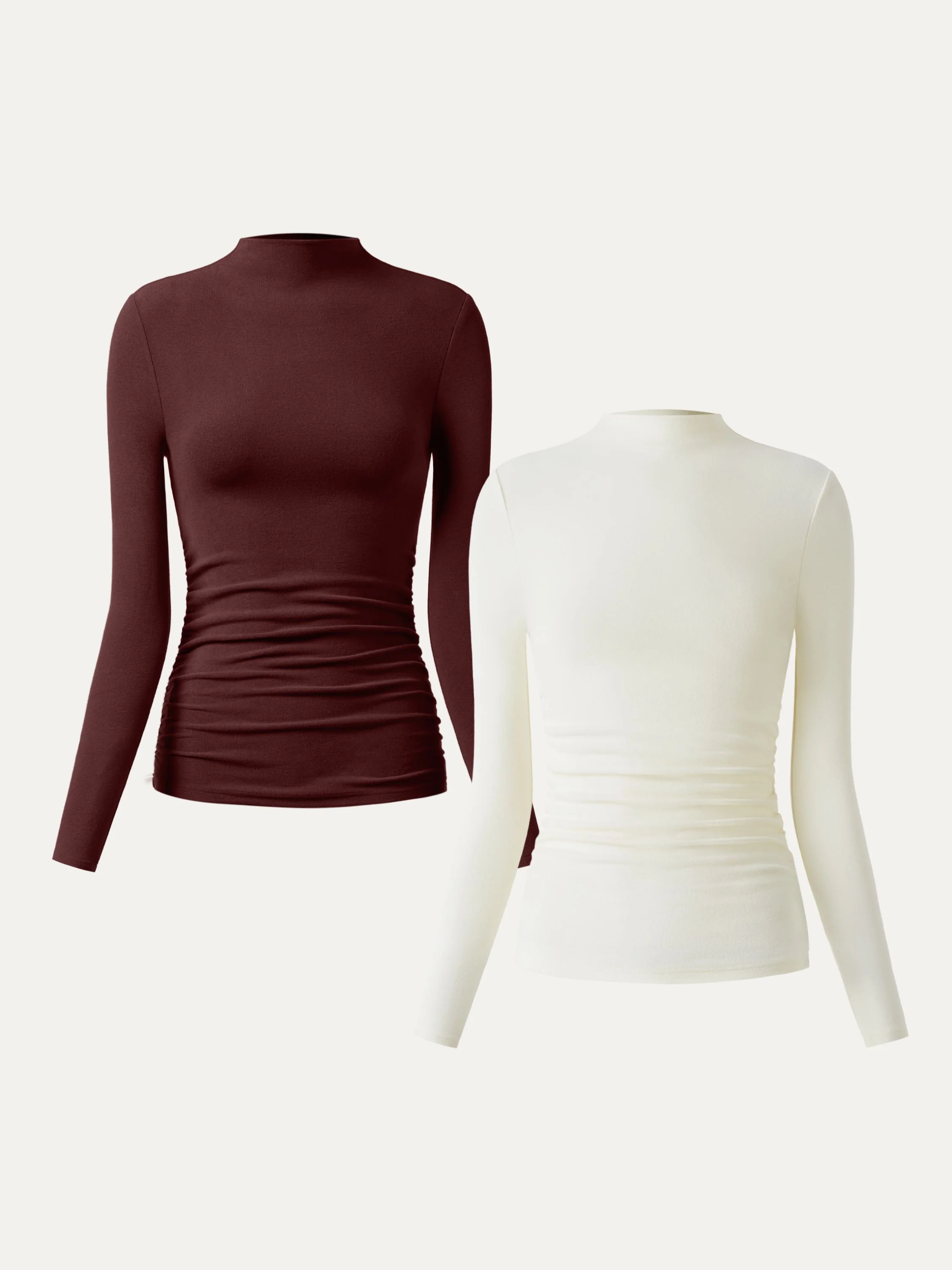 Thermal Ruched Sides Tuckable Mockneck Top - Image 30