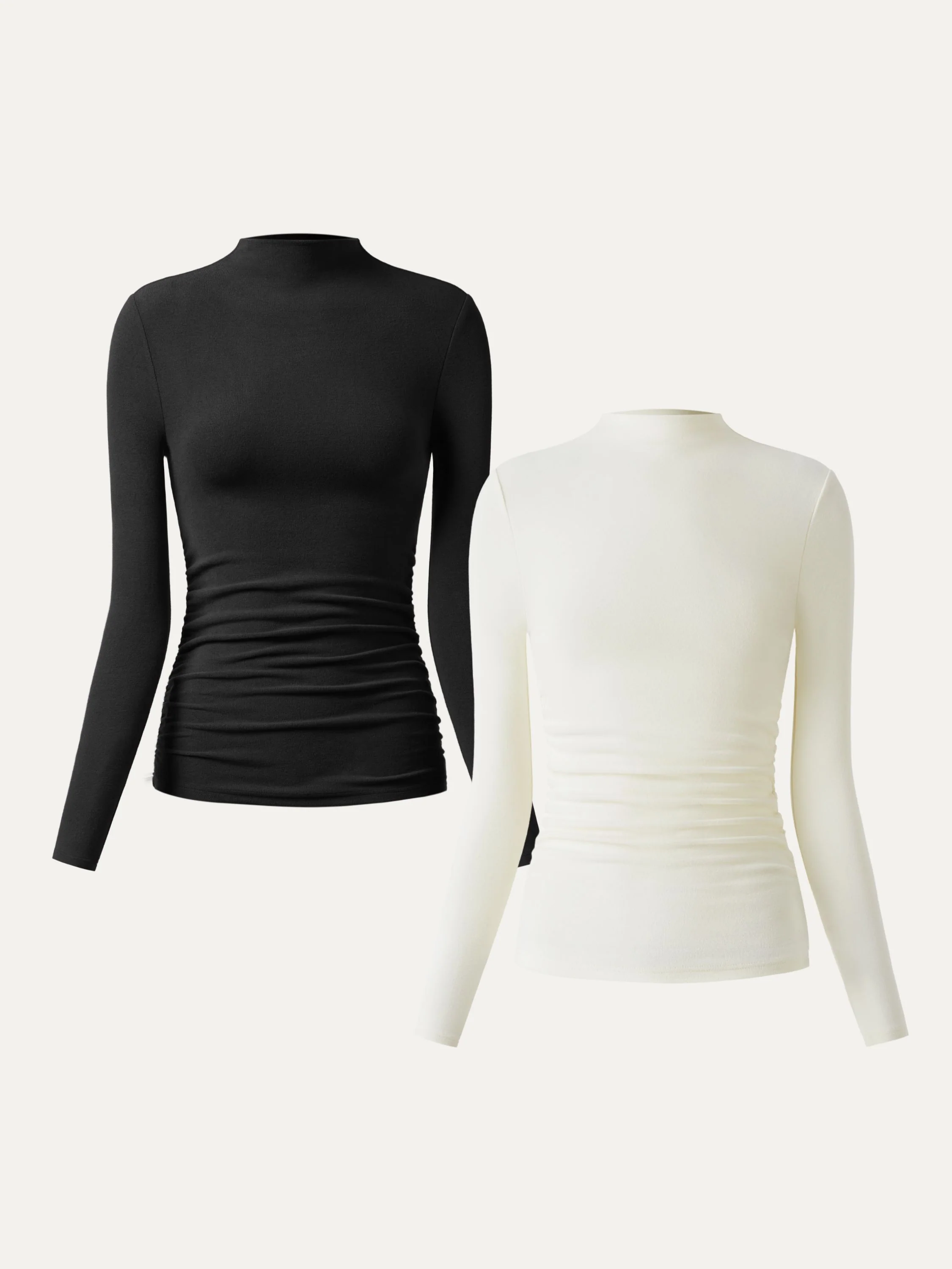 Thermal Ruched Sides Tuckable Mockneck Top - Image 31