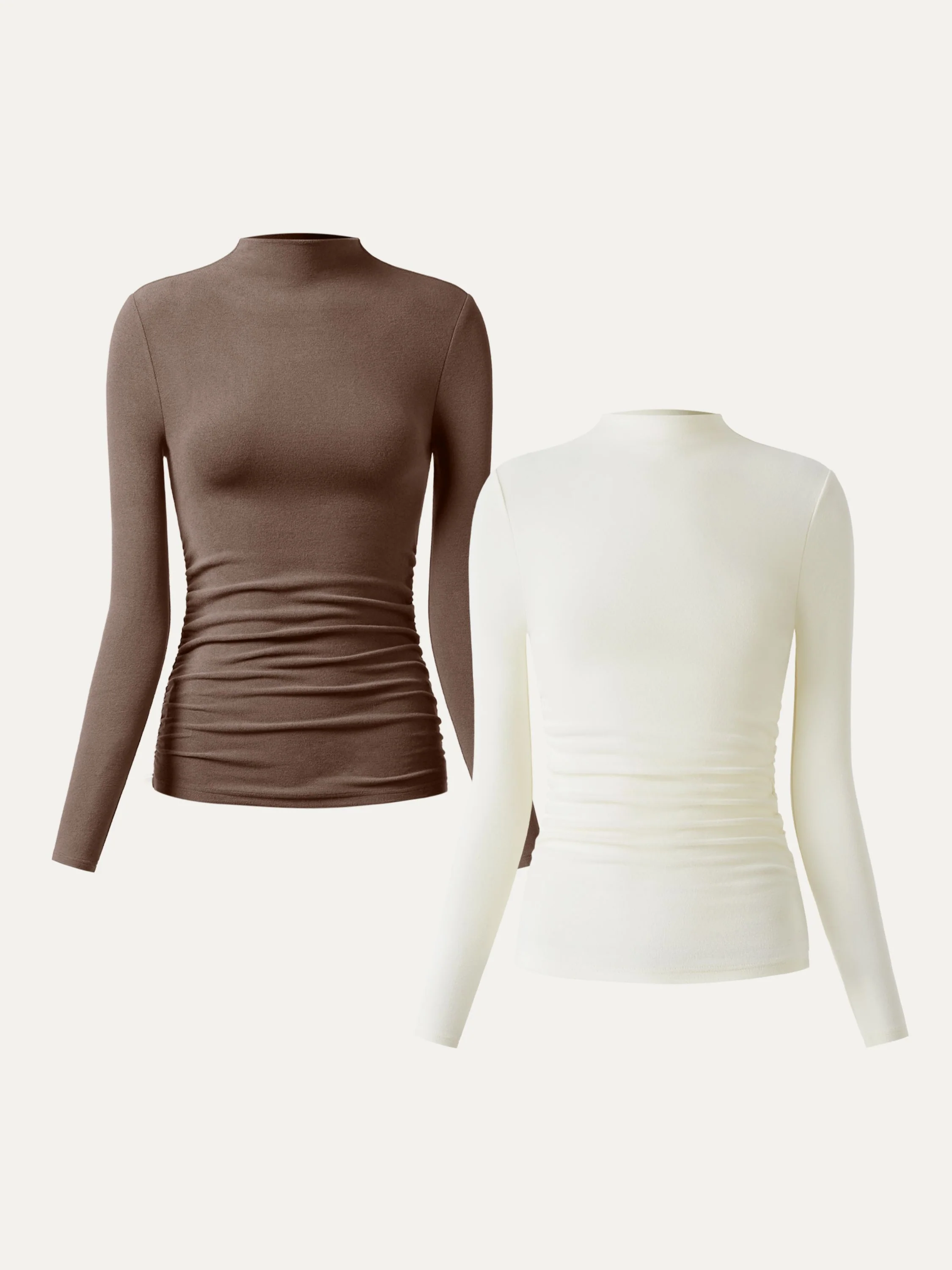 Thermal Ruched Sides Tuckable Mockneck Top - Image 32