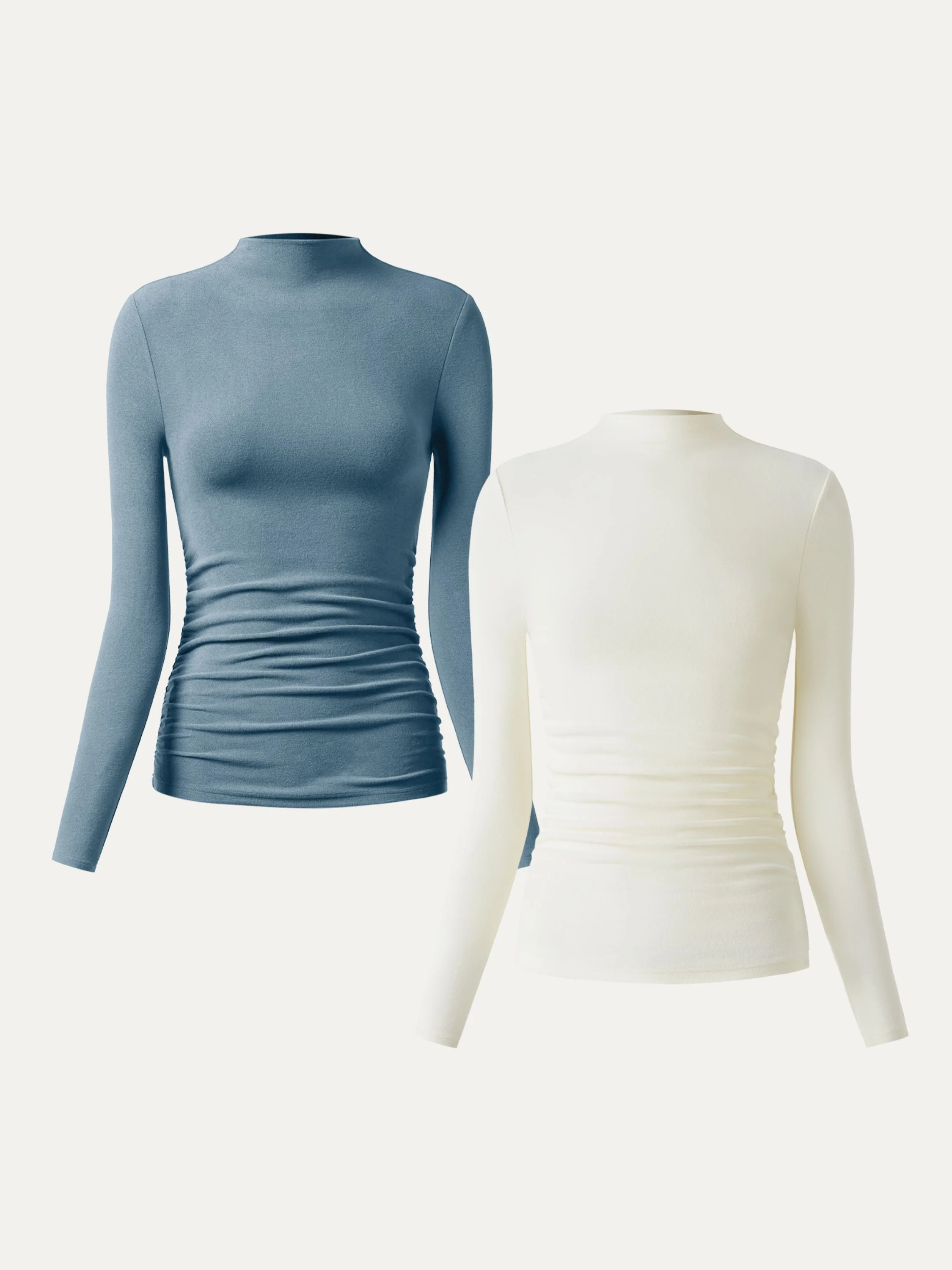 Thermal Ruched Sides Tuckable Mockneck Top - Image 33