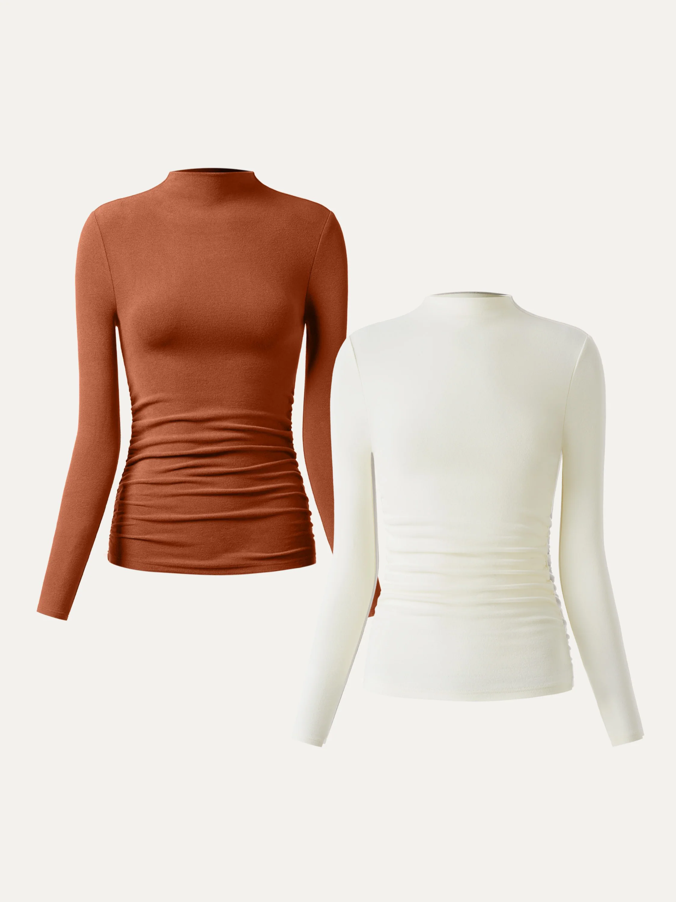 Thermal Ruched Sides Tuckable Mockneck Top - Image 34
