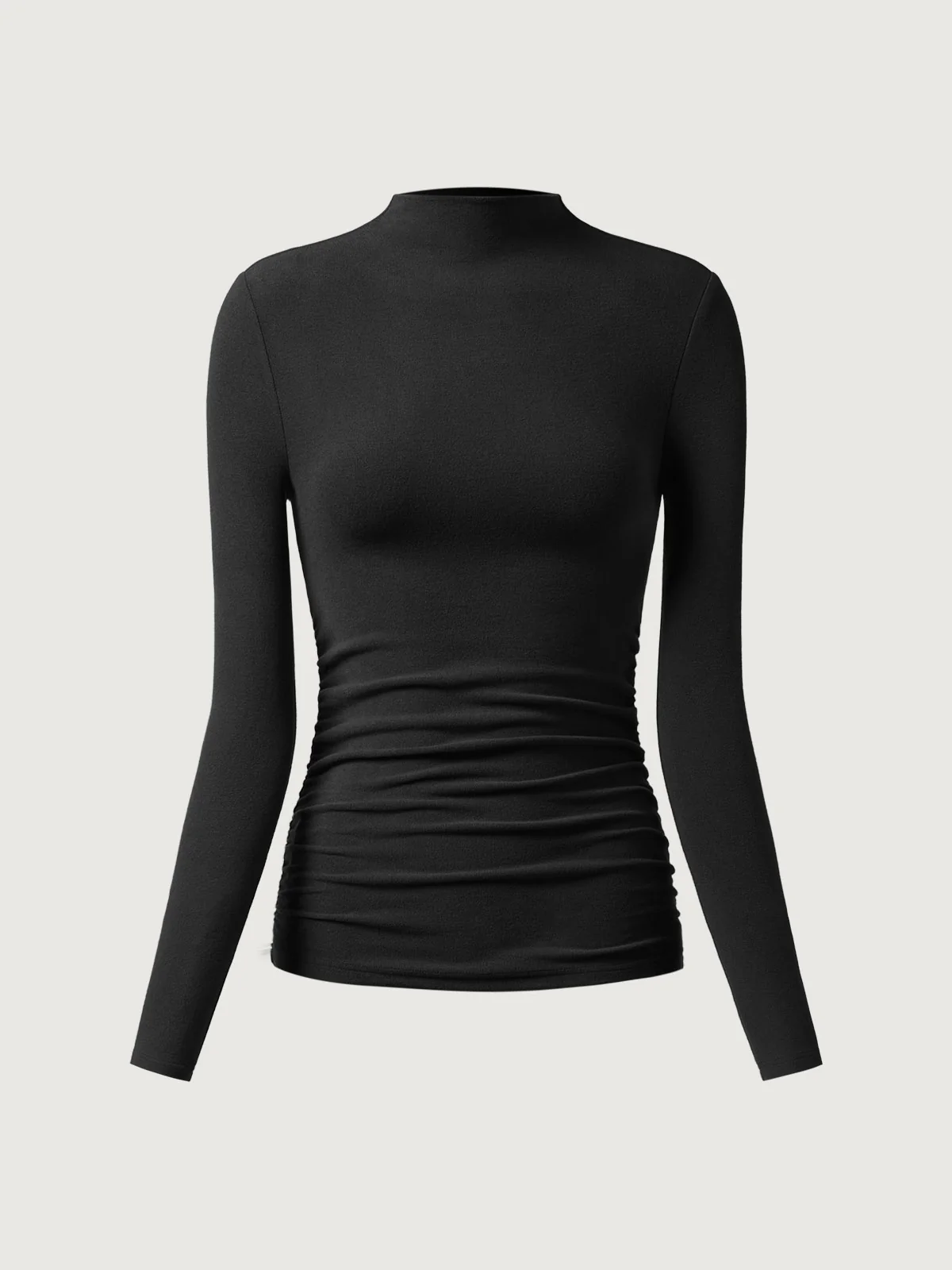 Thermal Ruched Sides Tuckable Mockneck Top - Image 8