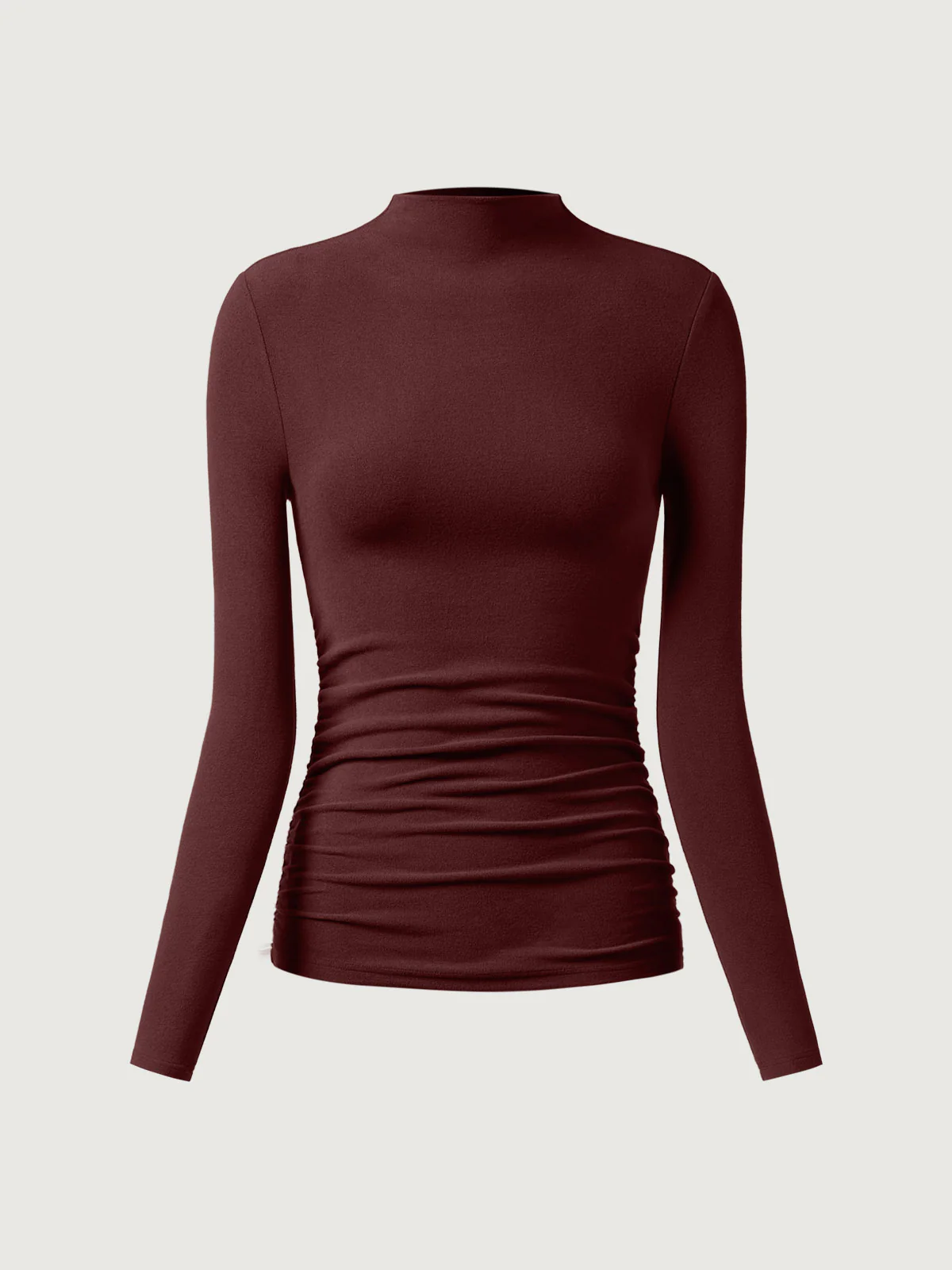 Thermal Ruched Sides Tuckable Mockneck Top - Image 9