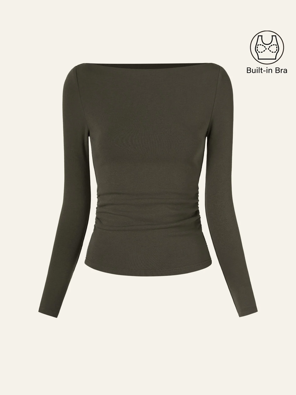 Modern Side Ruched Boatneck Bra Top - Image 14