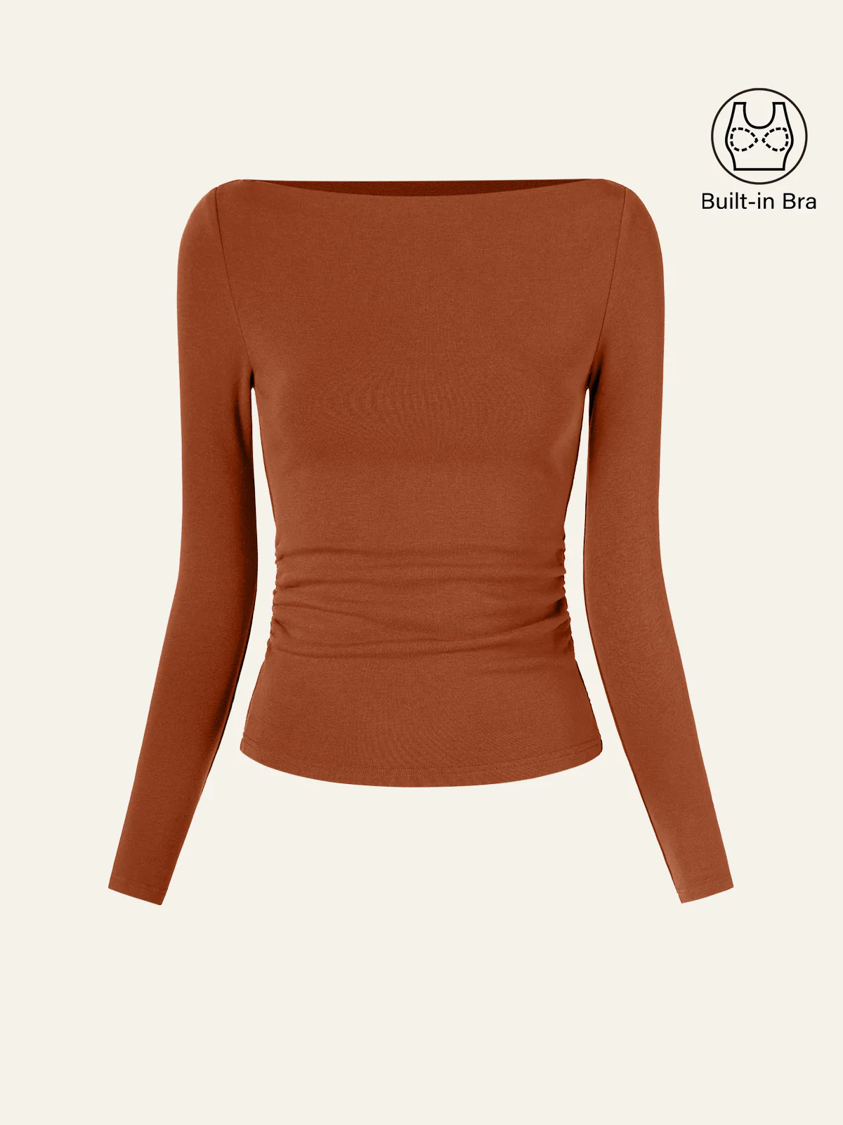 Modern Side Ruched Boatneck Bra Top - Image 18