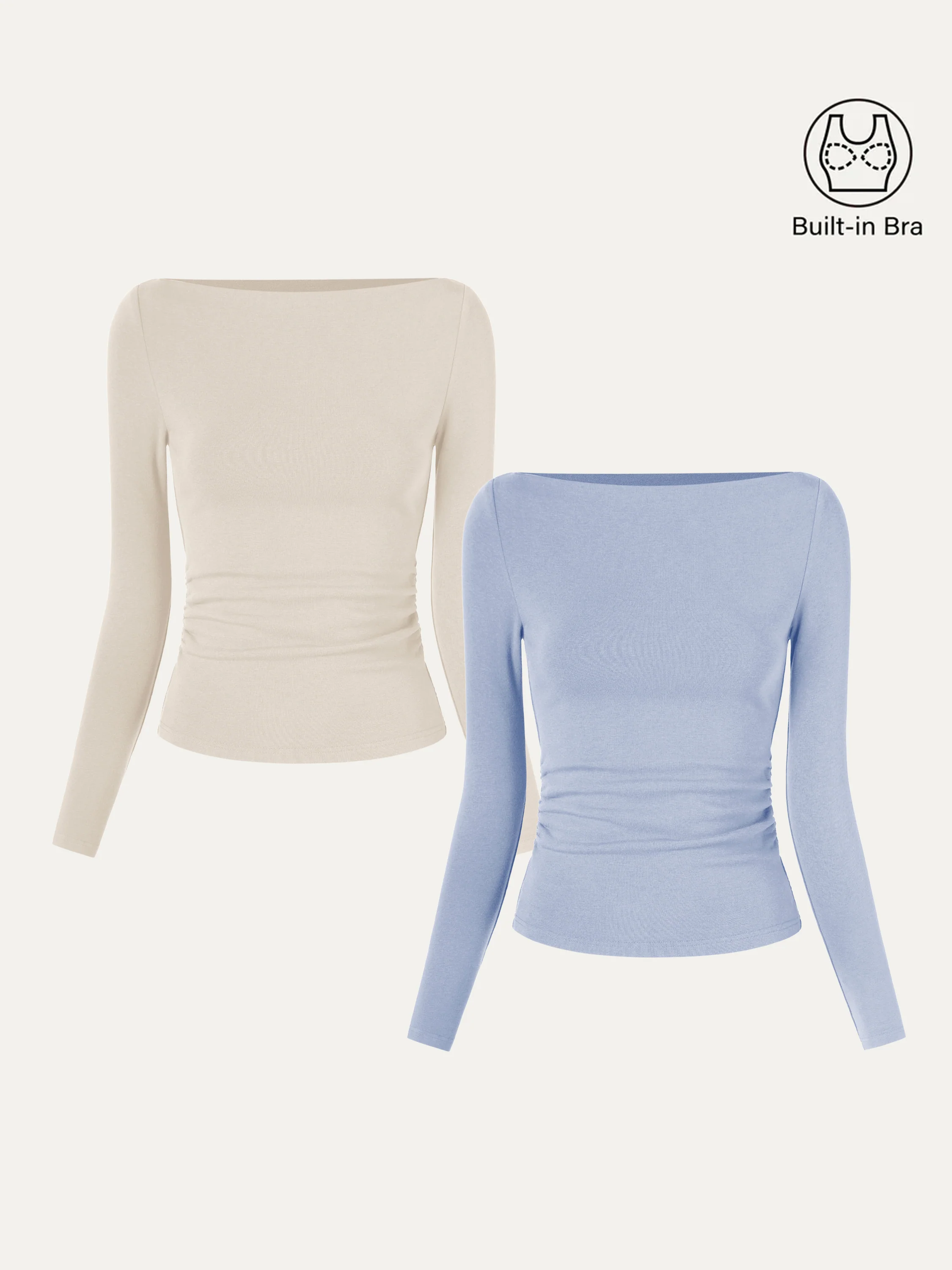 Modern Side Ruched Boatneck Bra Top - Image 21