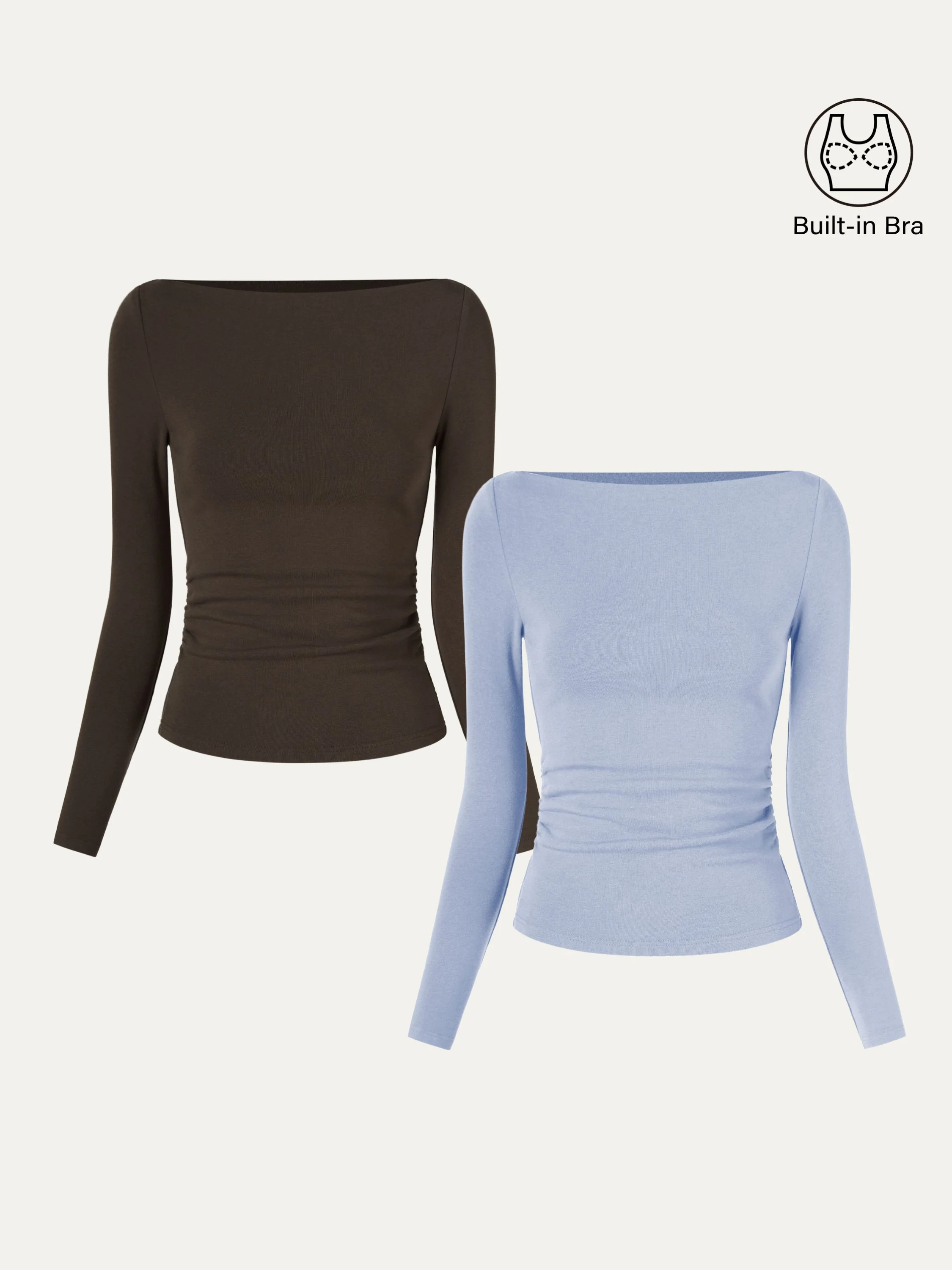 Modern Side Ruched Boatneck Bra Top - Image 22