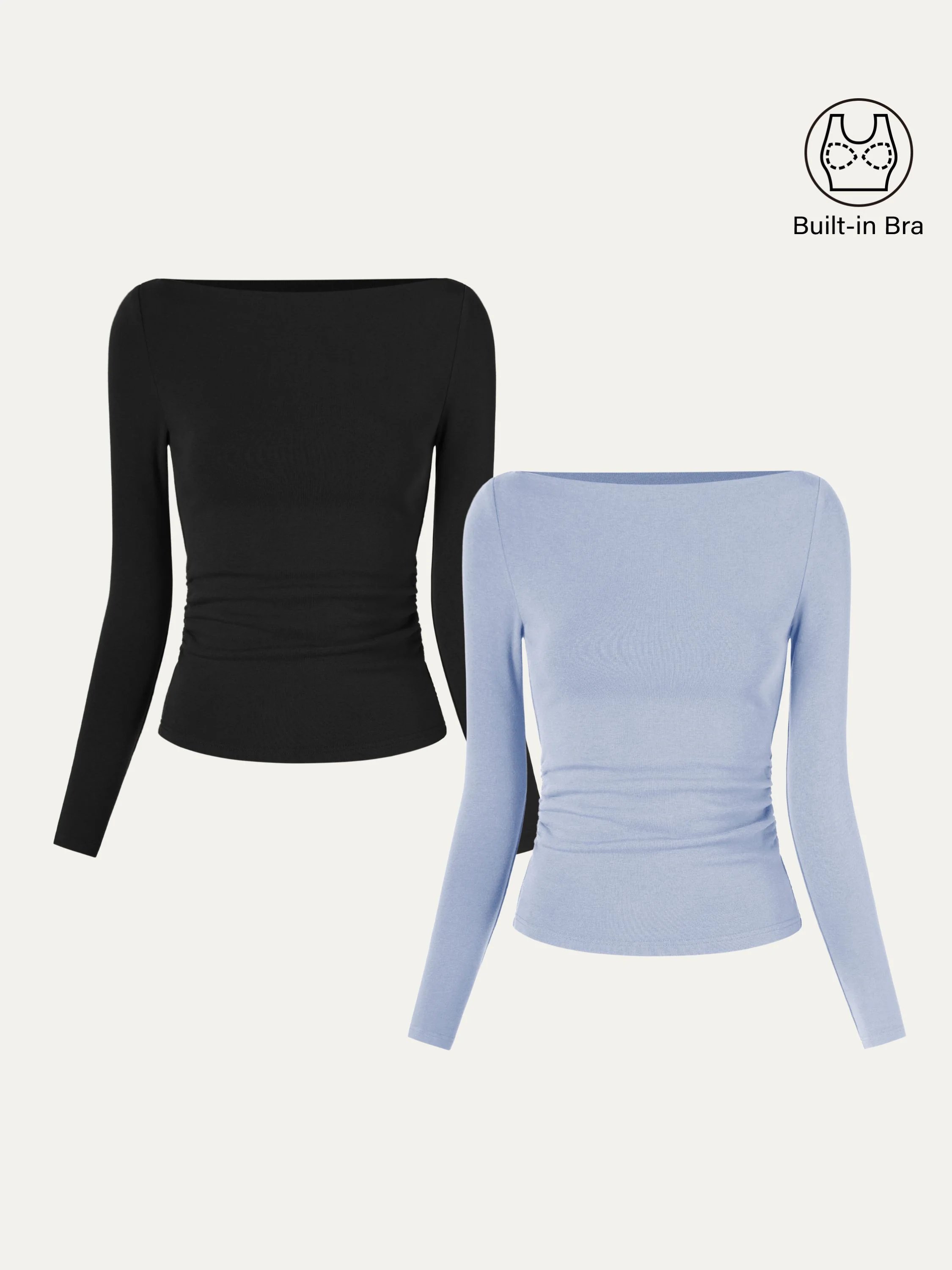 Modern Side Ruched Boatneck Bra Top - Image 23
