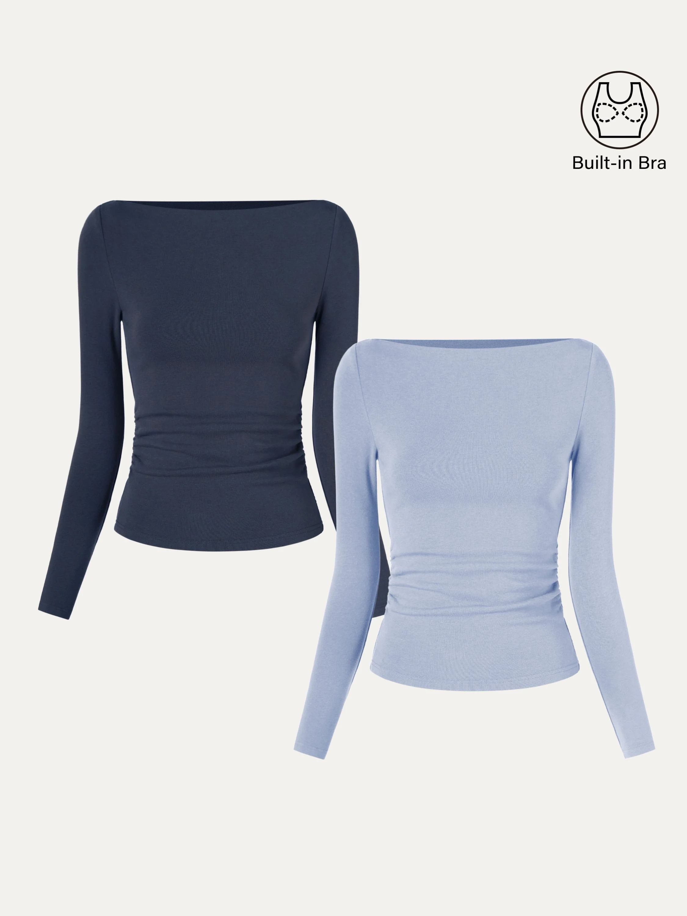 Modern Side Ruched Boatneck Bra Top - Image 24