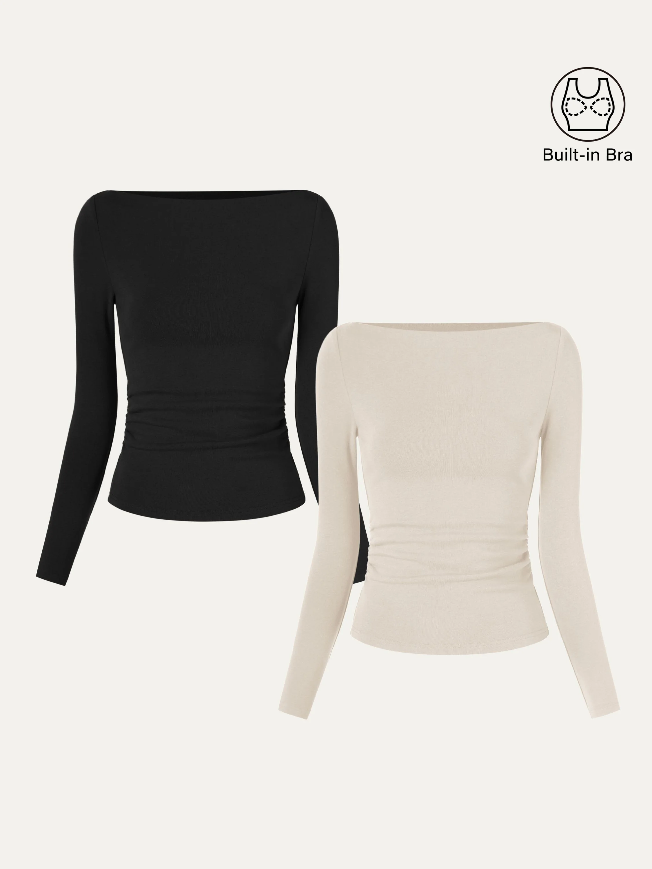 Modern Side Ruched Boatneck Bra Top - Image 26