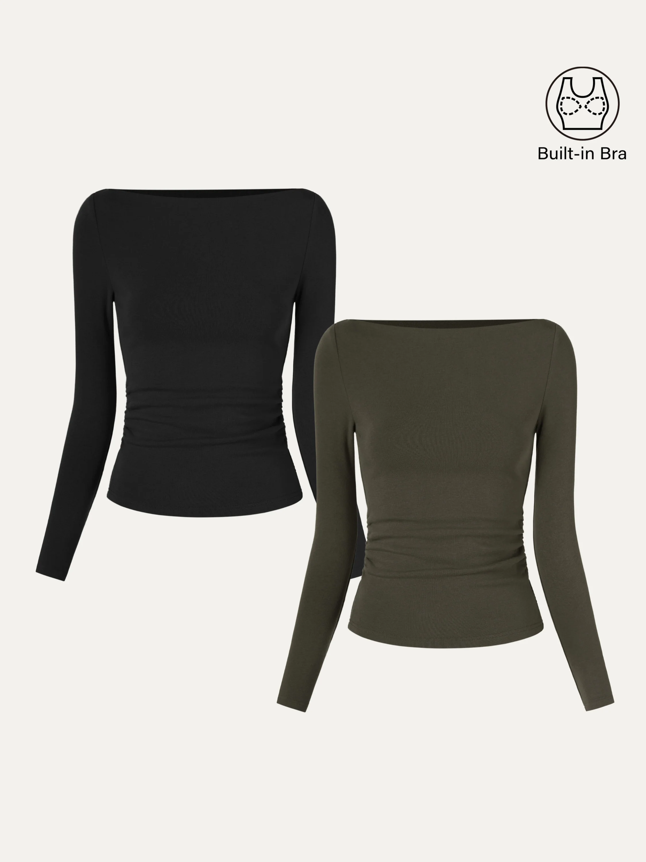 Modern Side Ruched Boatneck Bra Top - Image 28