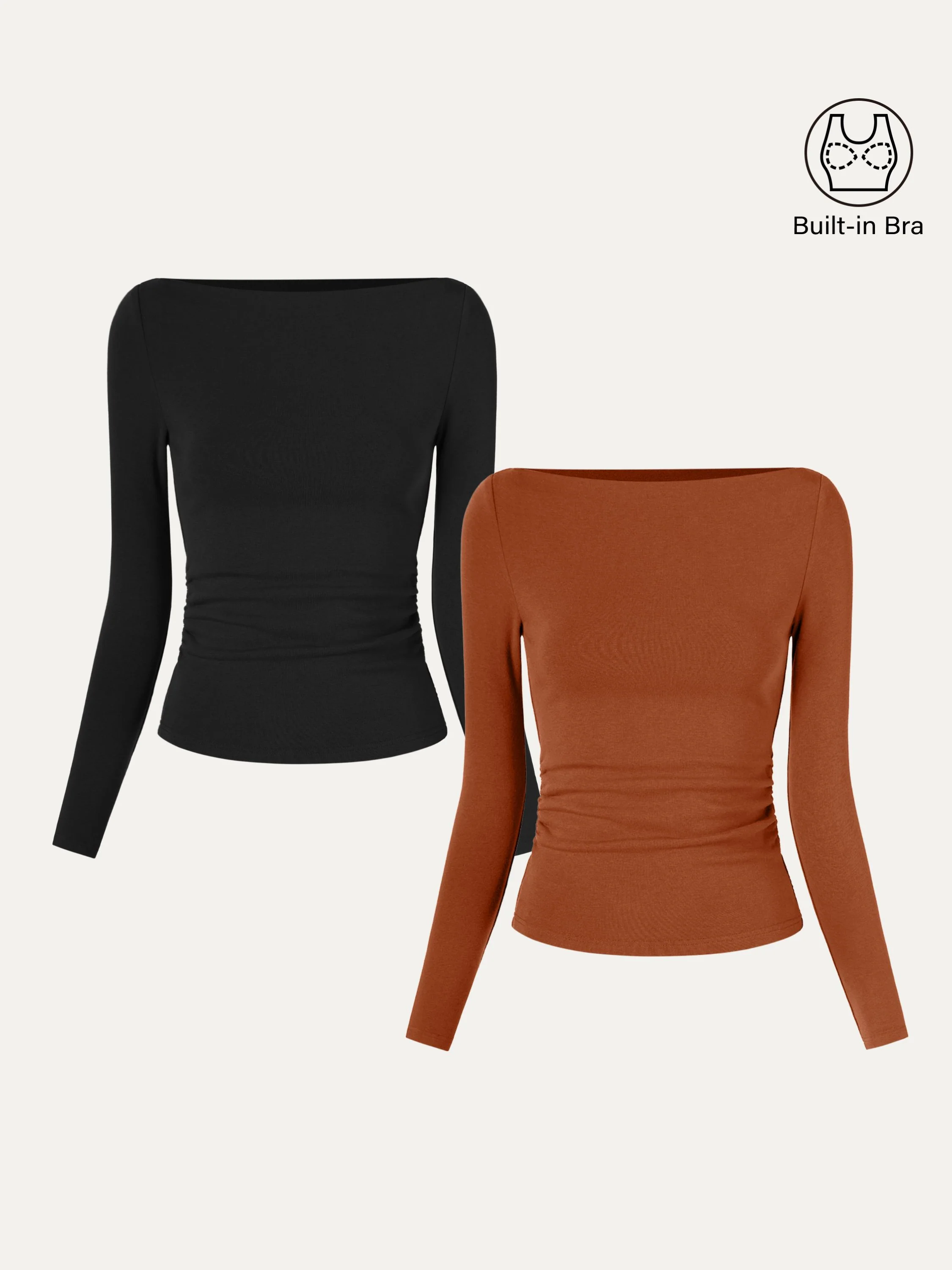 Modern Side Ruched Boatneck Bra Top - Image 29