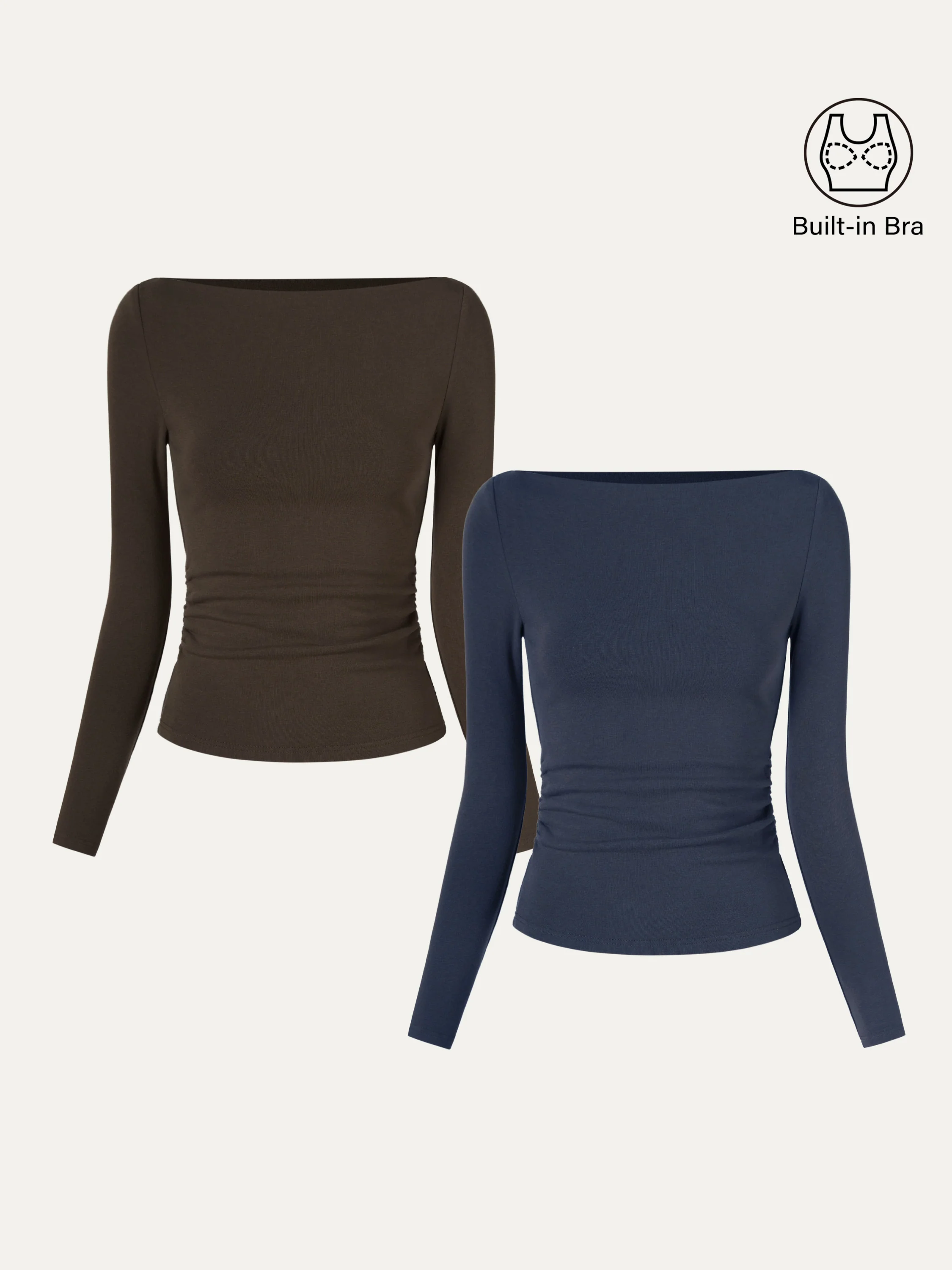 Modern Side Ruched Boatneck Bra Top - Image 30