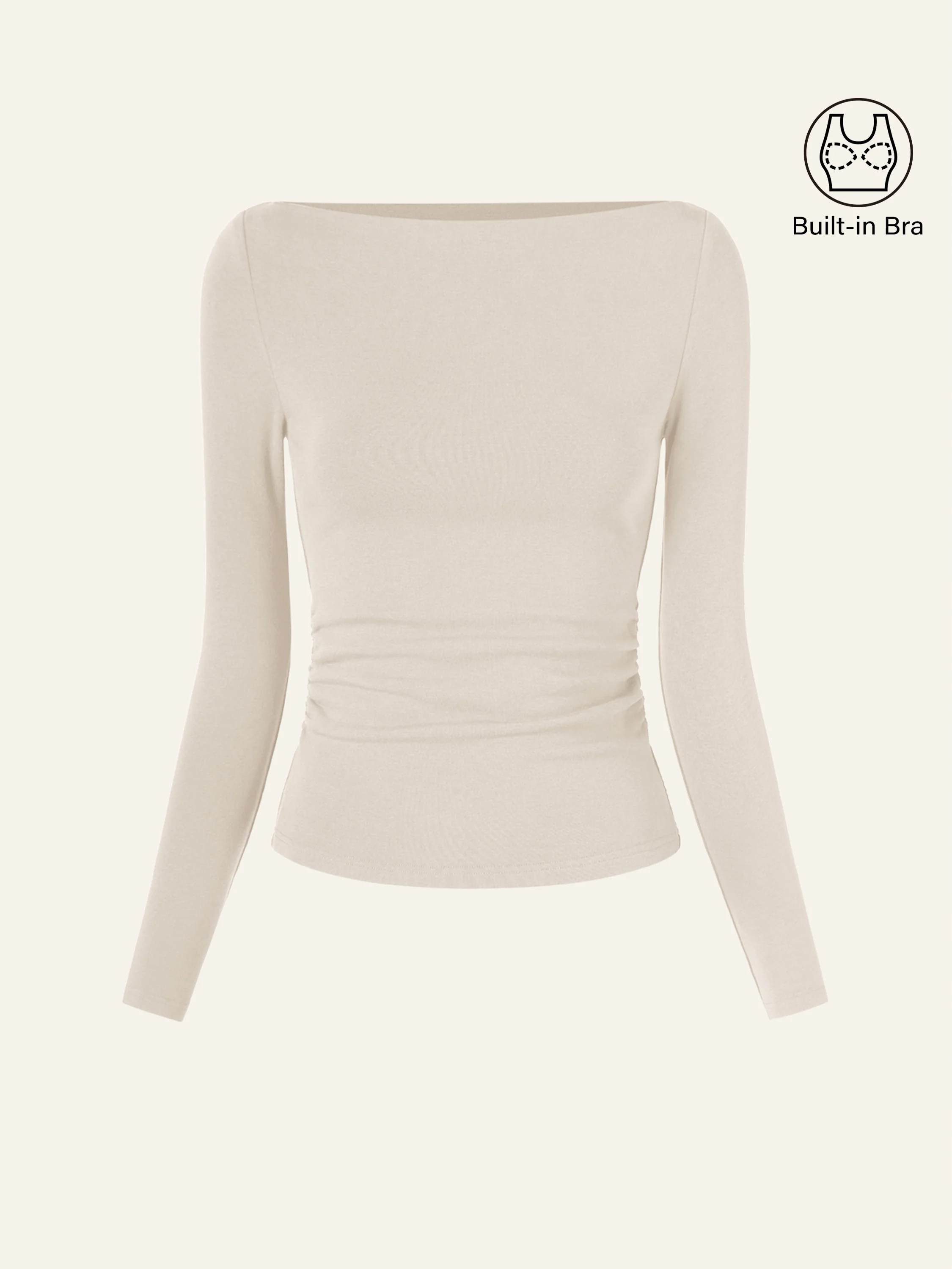 Modern Side Ruched Boatneck Bra Top - Image 4