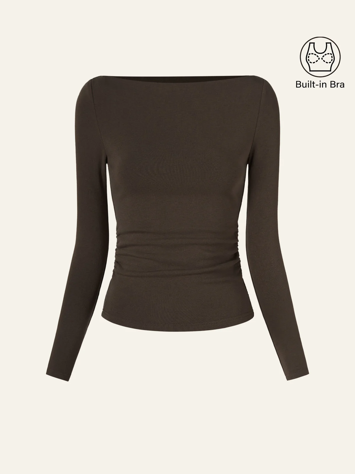 Modern Side Ruched Boatneck Bra Top - Image 5