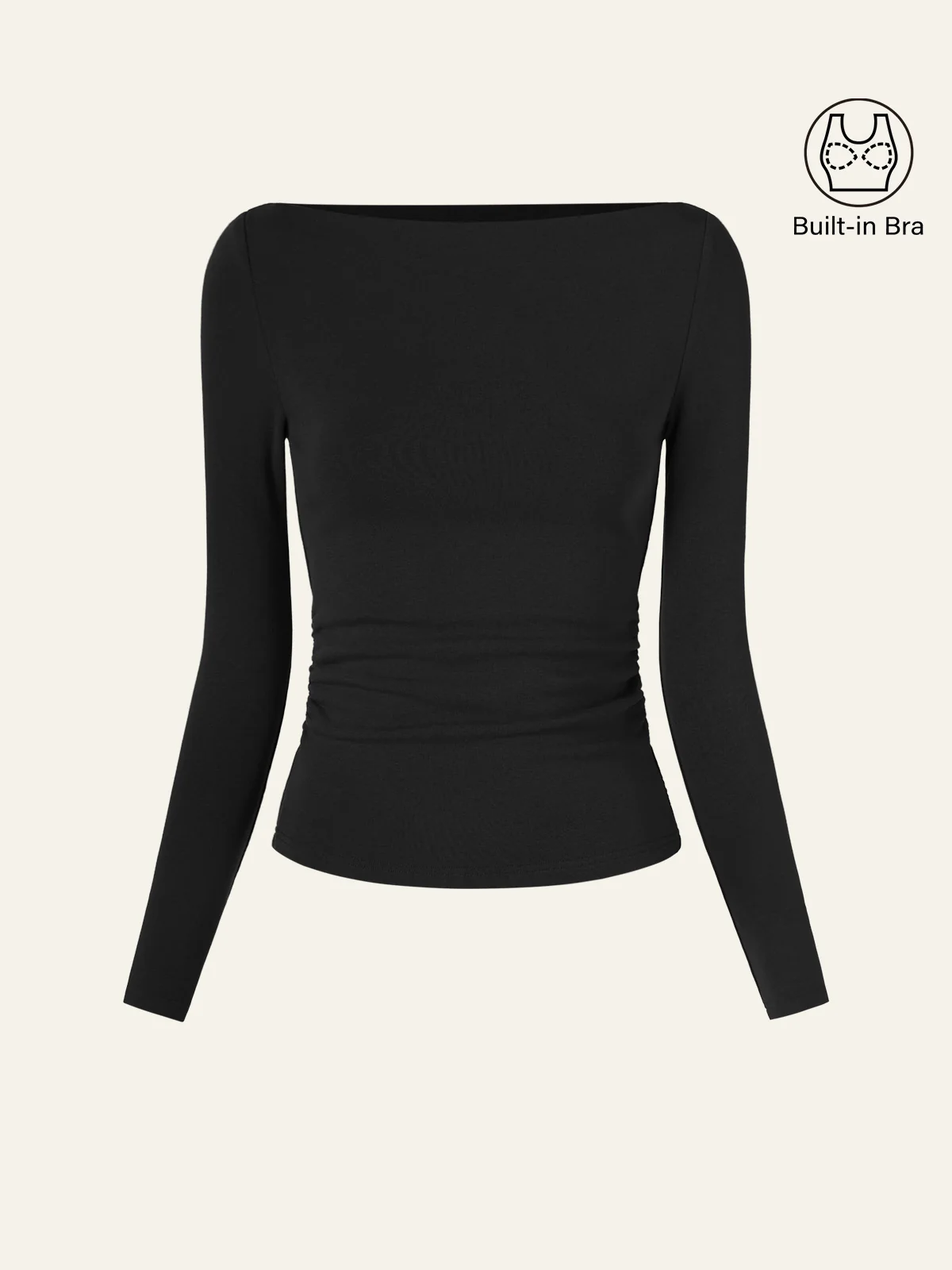 Modern Side Ruched Boatneck Bra Top - Image 6