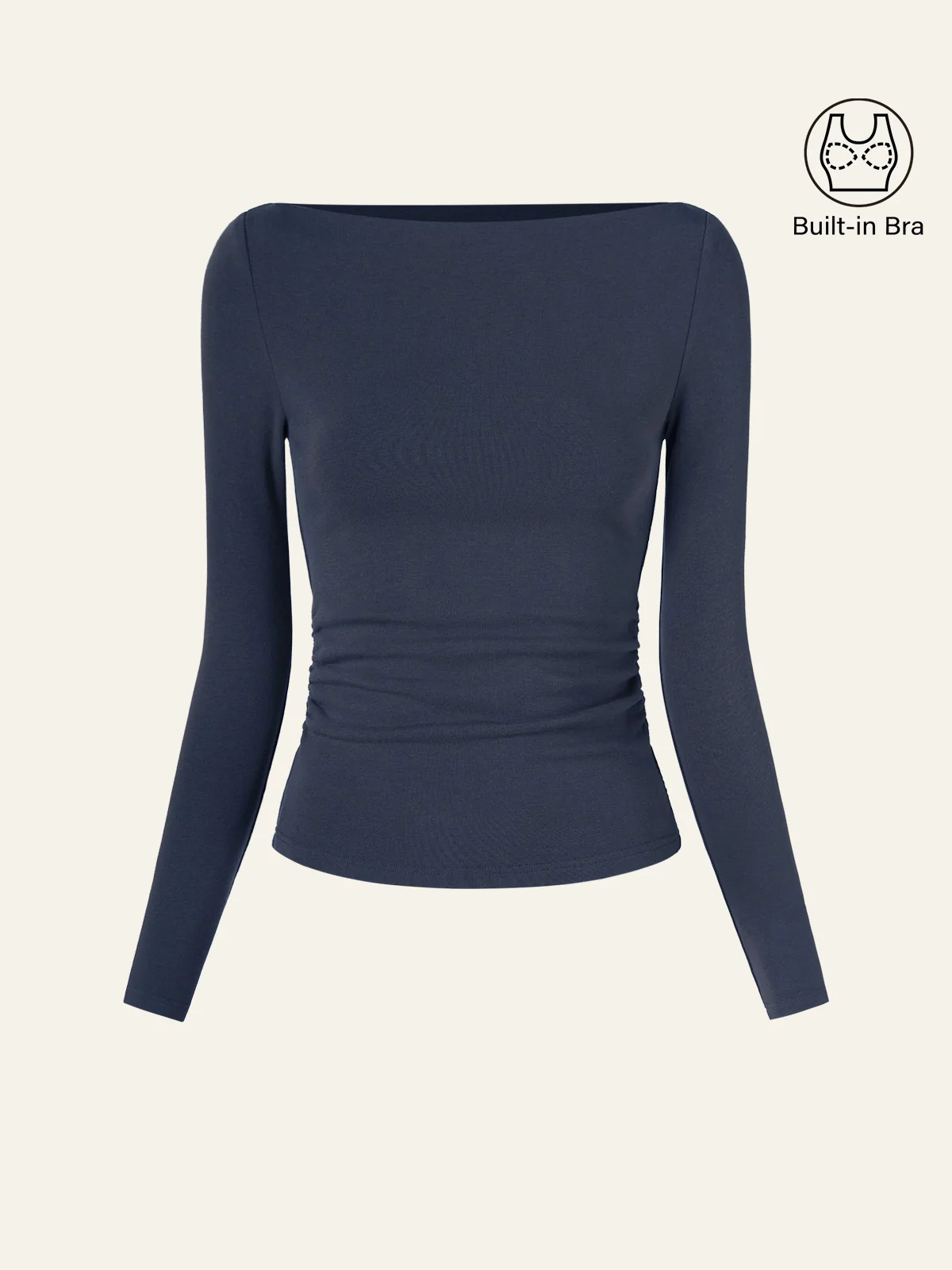 Modern Side Ruched Boatneck Bra Top - Image 8