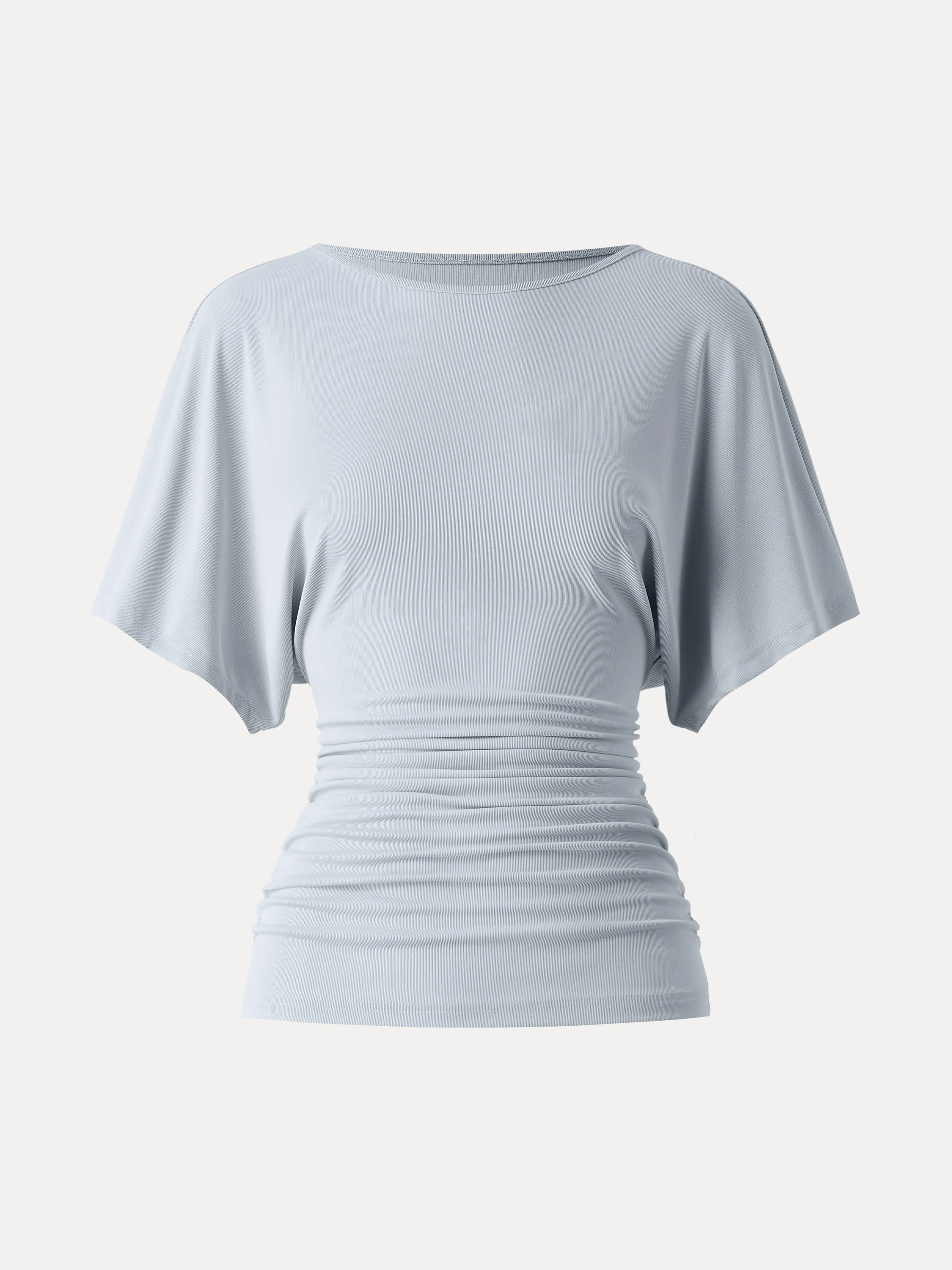 Effortless Boatneck Batwing Sleeve Side Ruched Top - Image 15