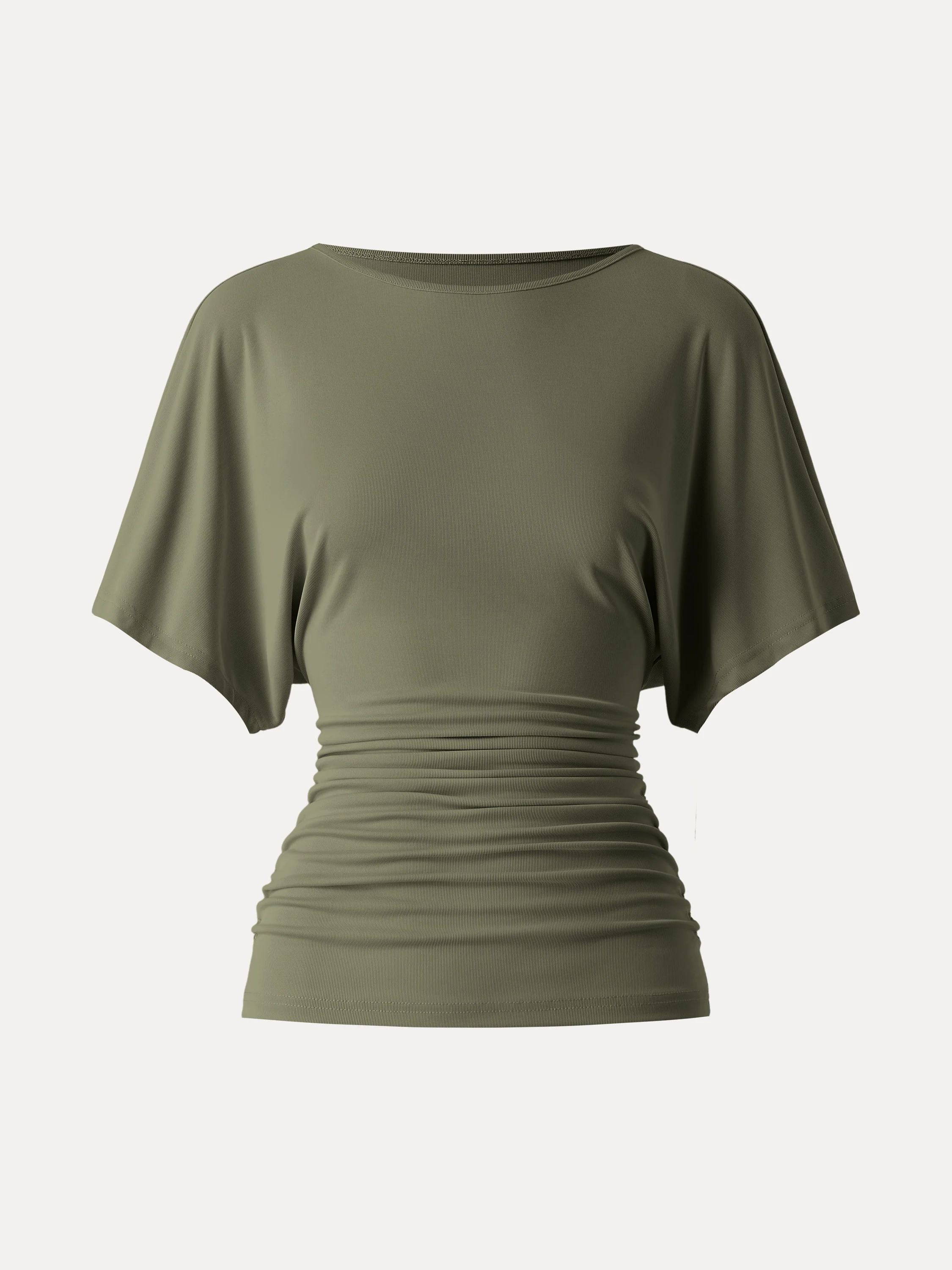 Effortless Boatneck Batwing Sleeve Side Ruched Top - Image 16