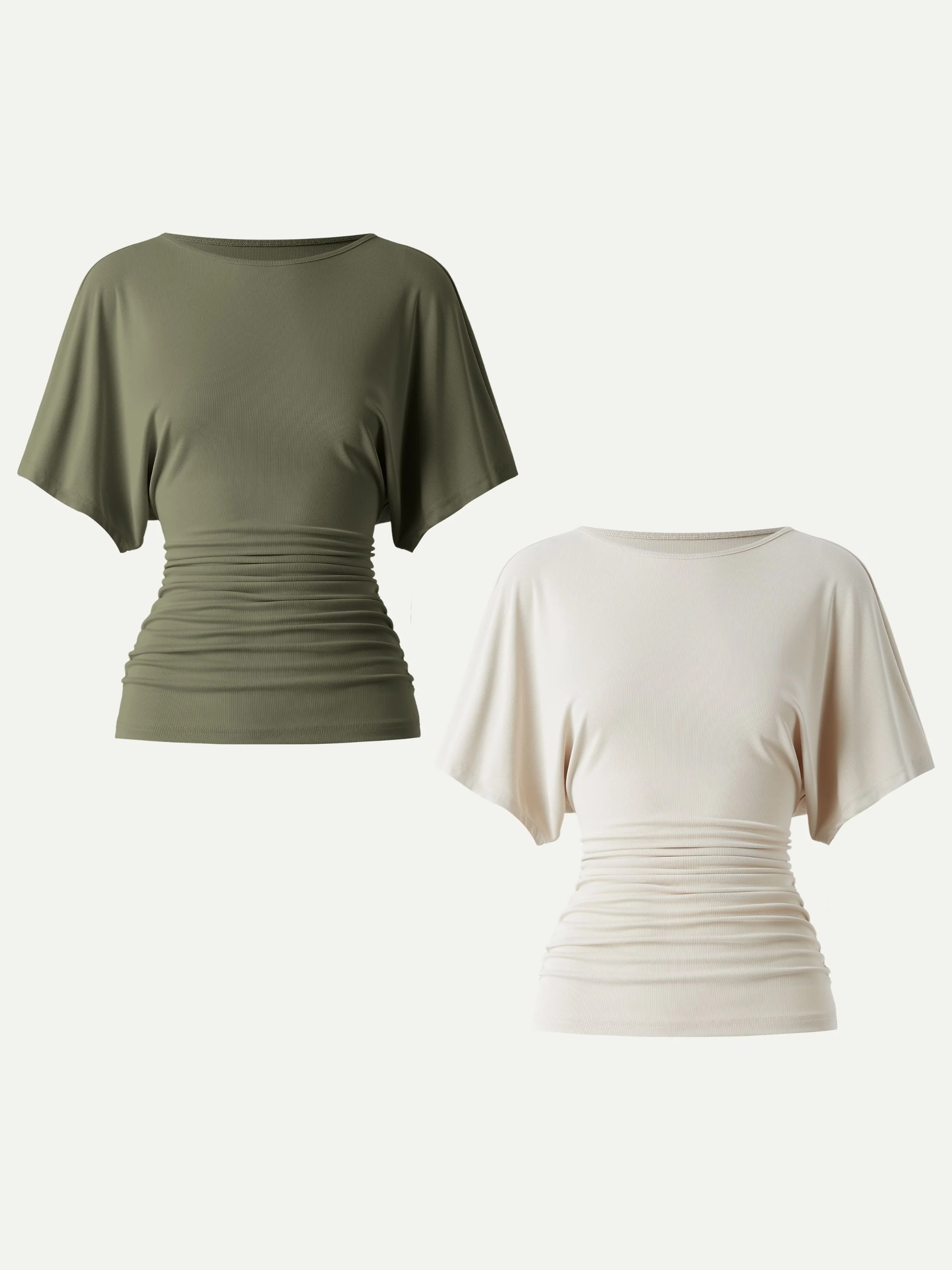 Effortless Boatneck Batwing Sleeve Side Ruched Top - Image 23