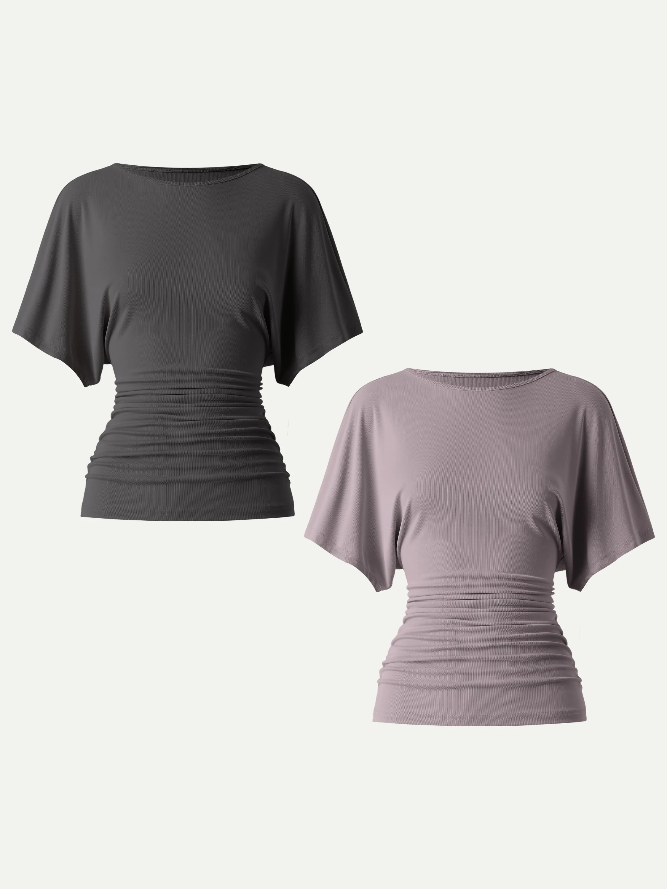 Effortless Boatneck Batwing Sleeve Side Ruched Top - Image 26