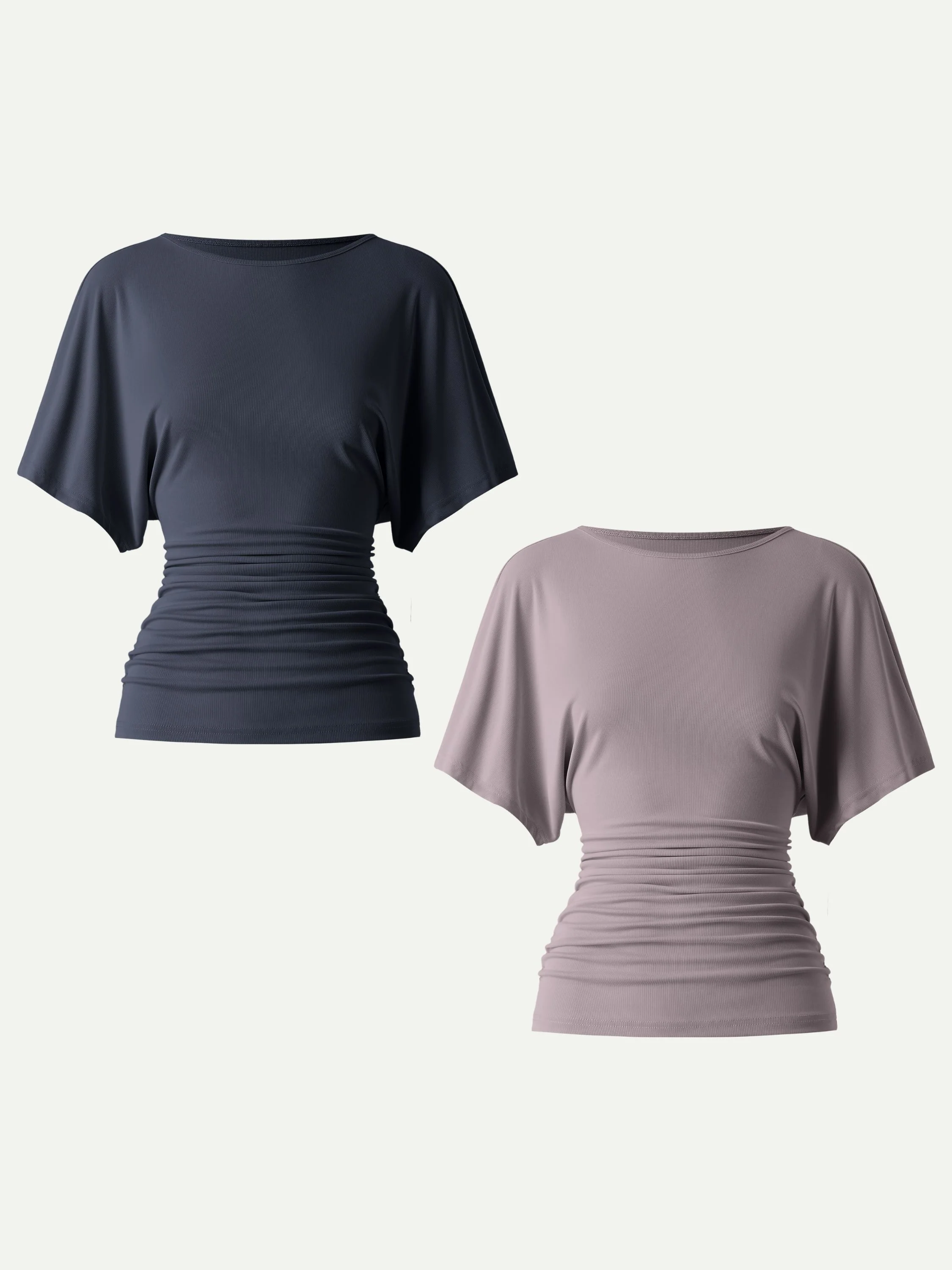 Effortless Boatneck Batwing Sleeve Side Ruched Top - Image 27