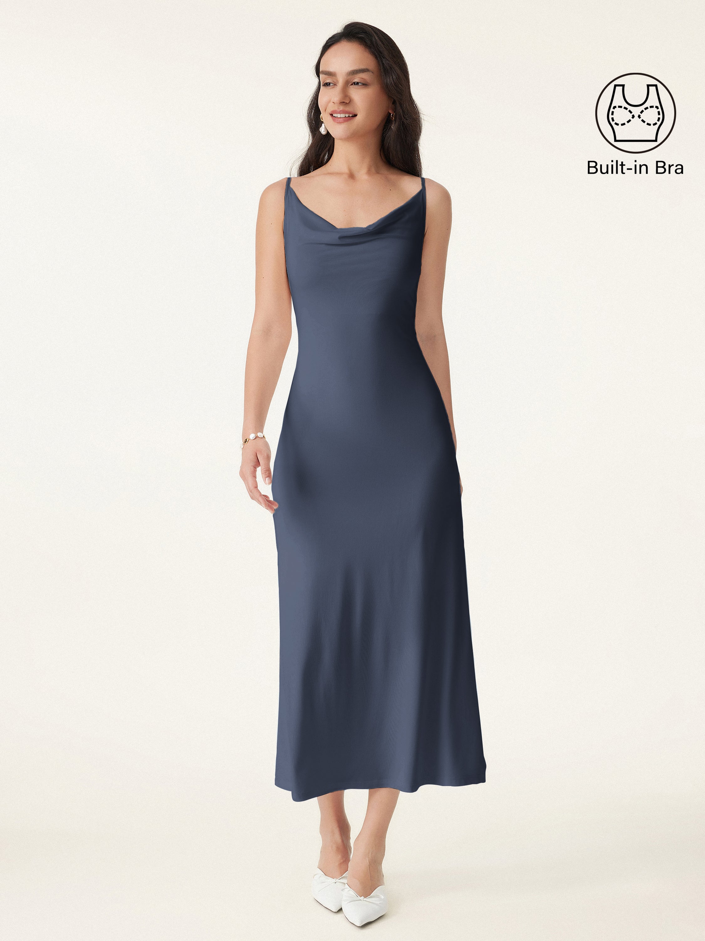 Effortless Vacay Cowl Neck Midi Bra Dress - Image 12