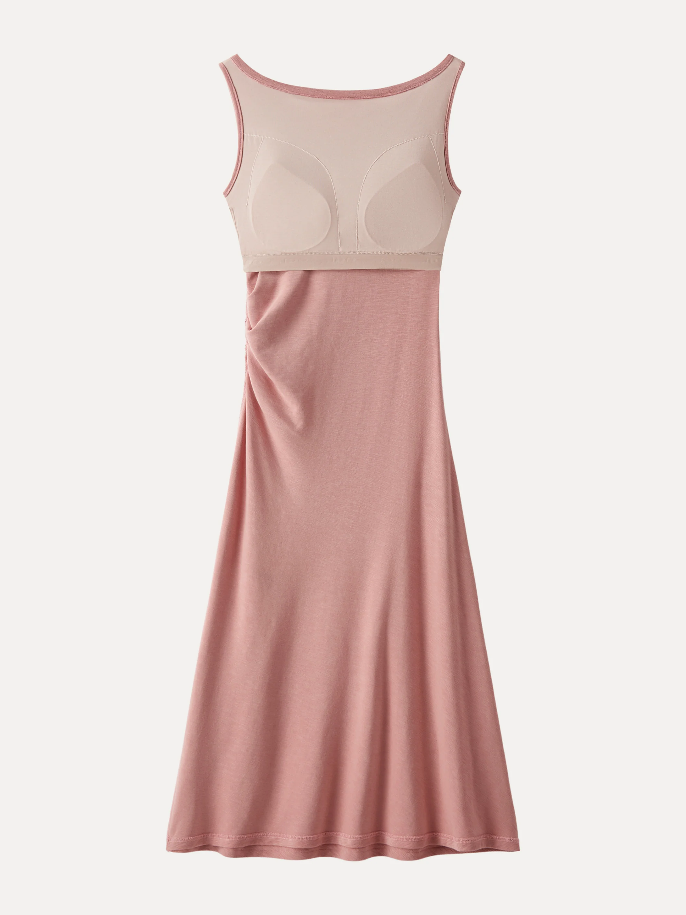Elegant Boatneck Tucked Fit-and-Flare Midi Bra Dress - Image 8