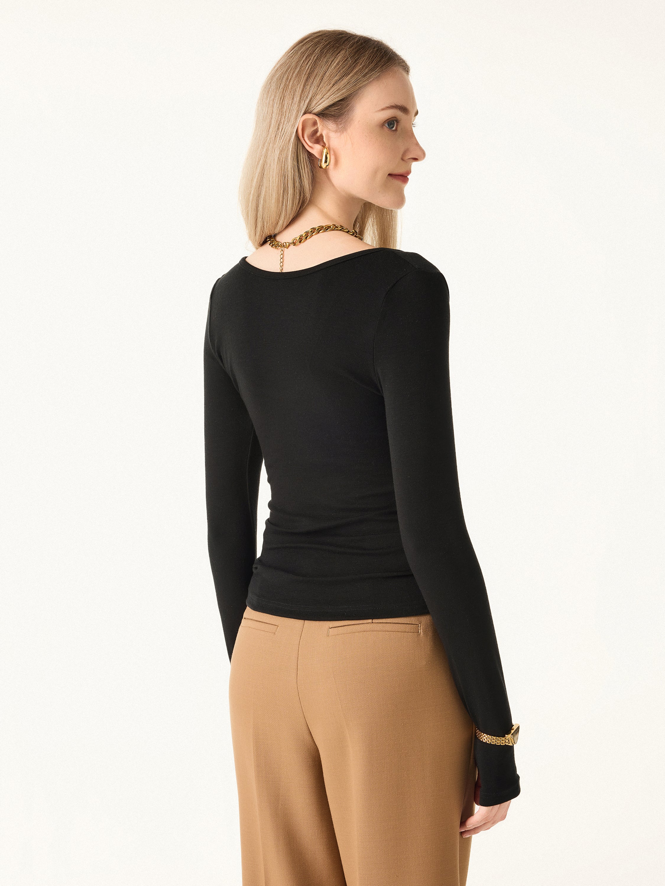 Essential Lyocell Cashmere Multi-Wear Long Sleeve Top with Thumbholes - Image 10