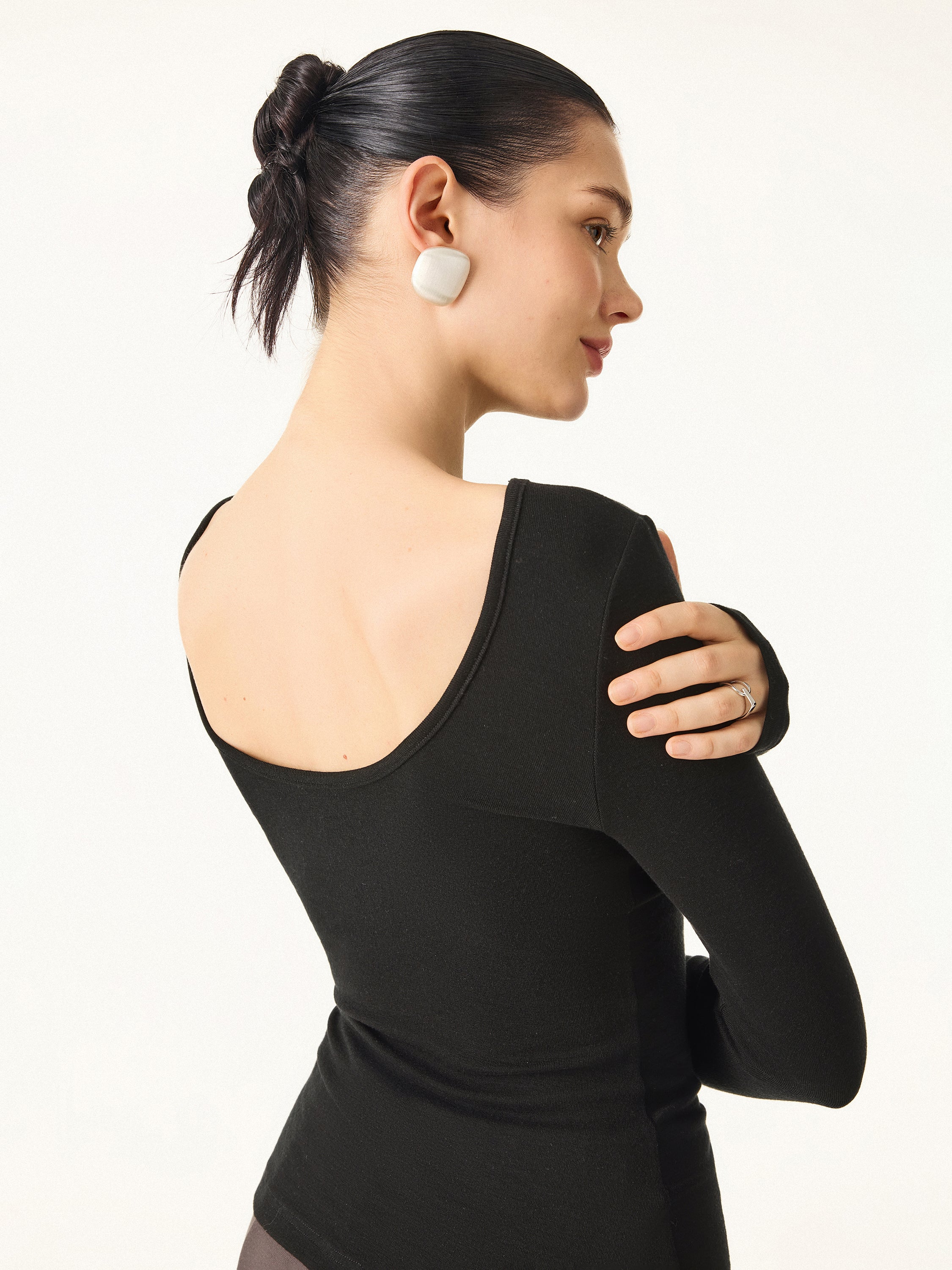 Essential Lyocell Cashmere Multi-Wear Long Sleeve Top with Thumbholes - Image 13
