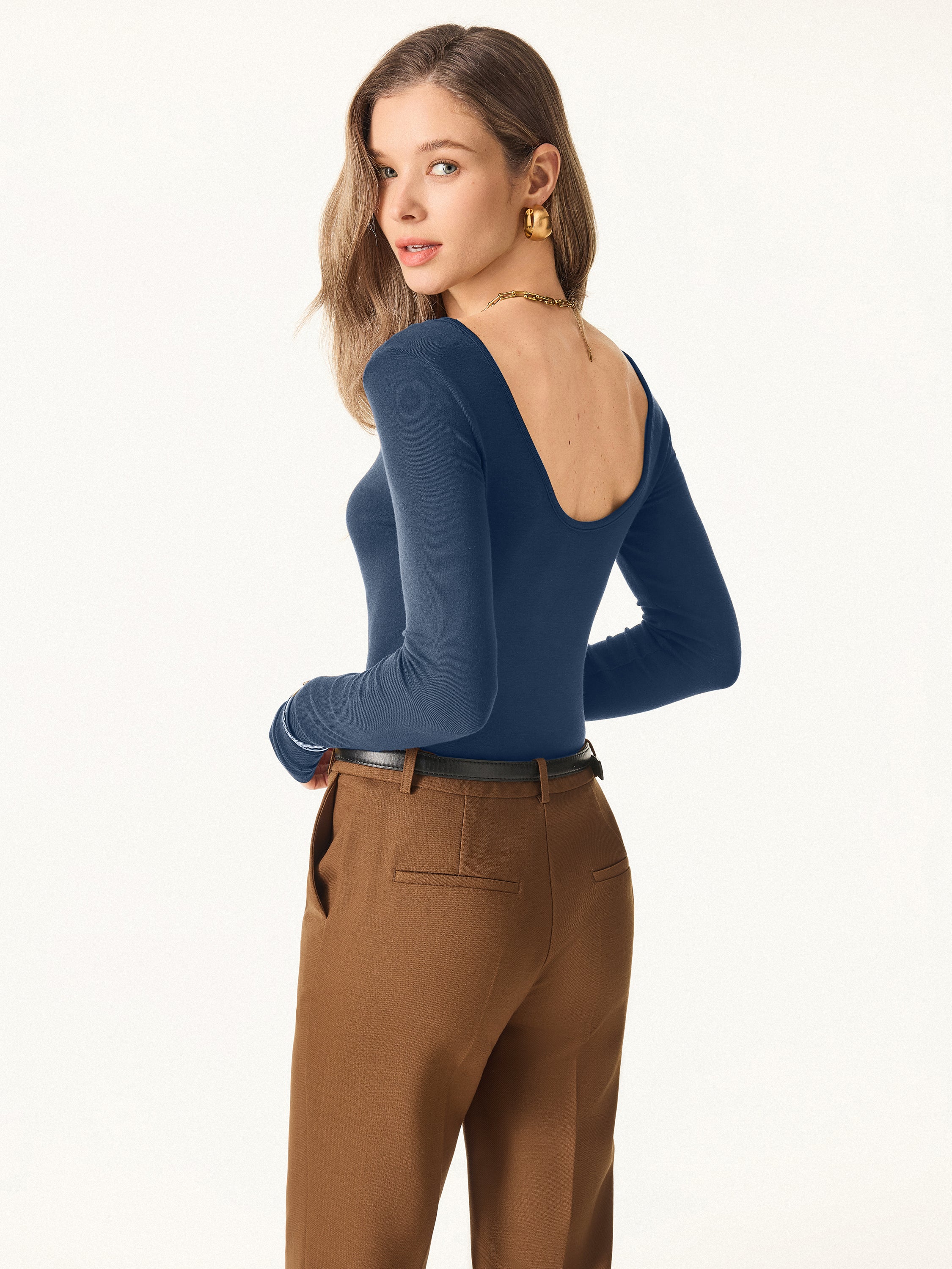 Essential Lyocell Cashmere Multi-Wear Long Sleeve Top with Thumbholes - Image 24