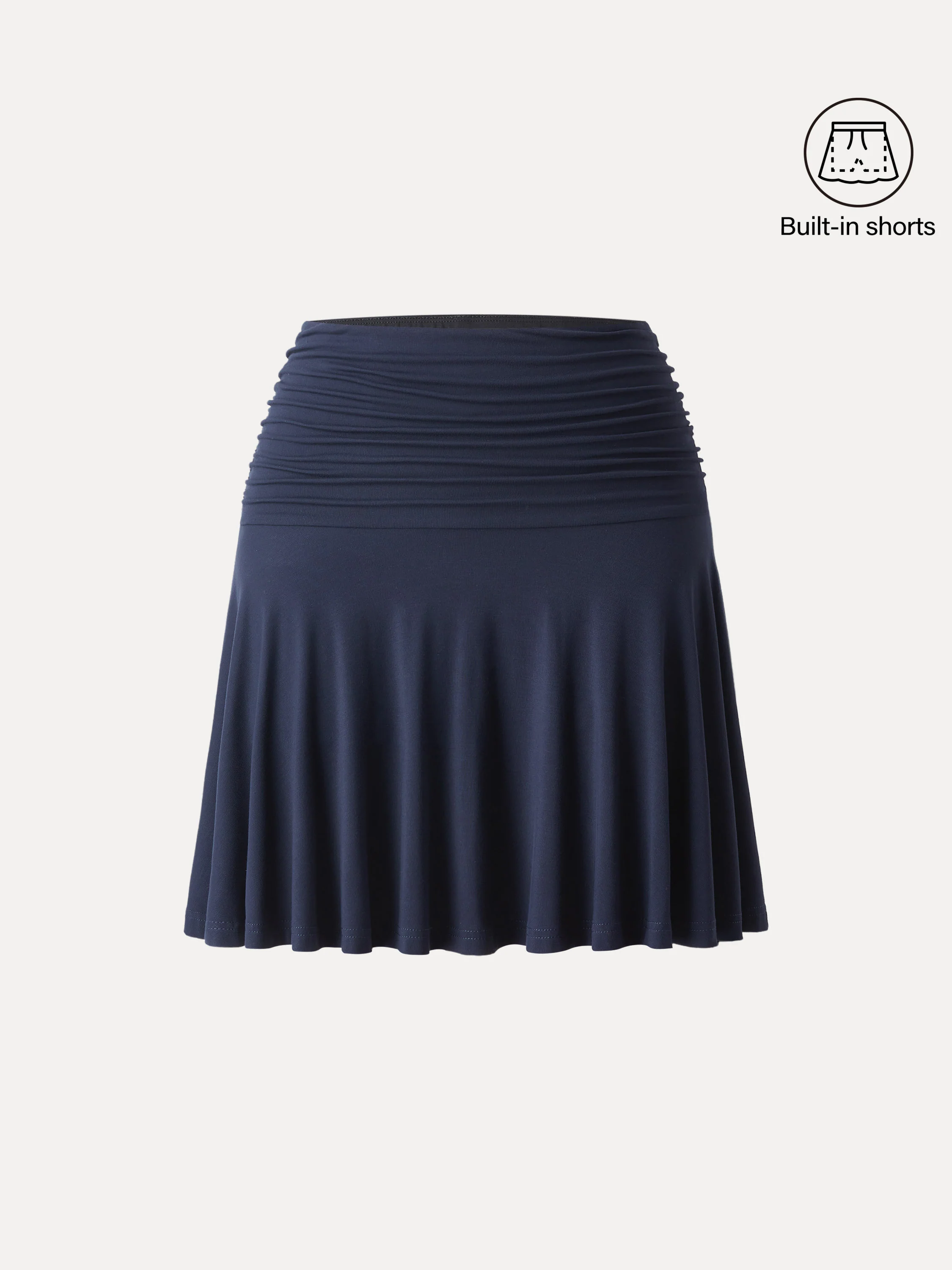 Essential Ruched Mini Circle Skirt with Lined Shorts - Image 3