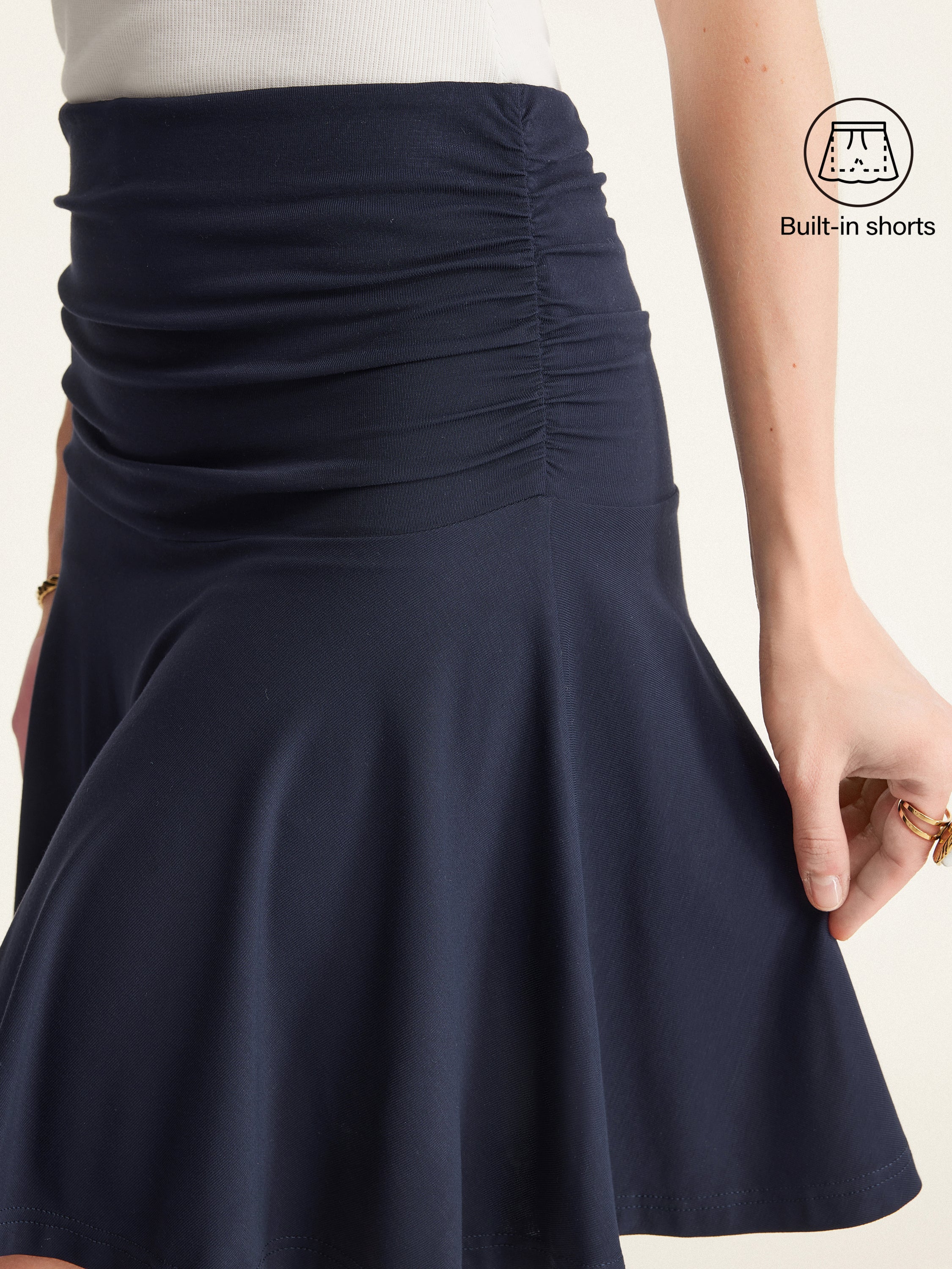 Essential Ruched Mini Circle Skirt with Lined Shorts - Image 5