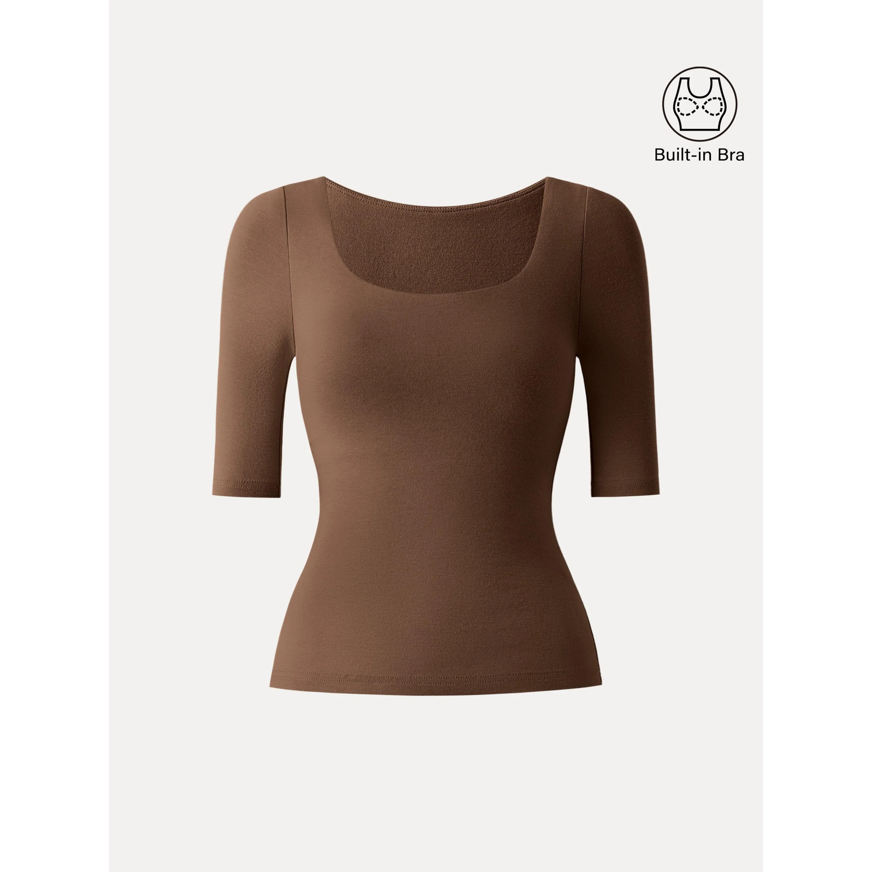 Essential Square Neck Elbow Length Sleeve Bra Top - Image 12