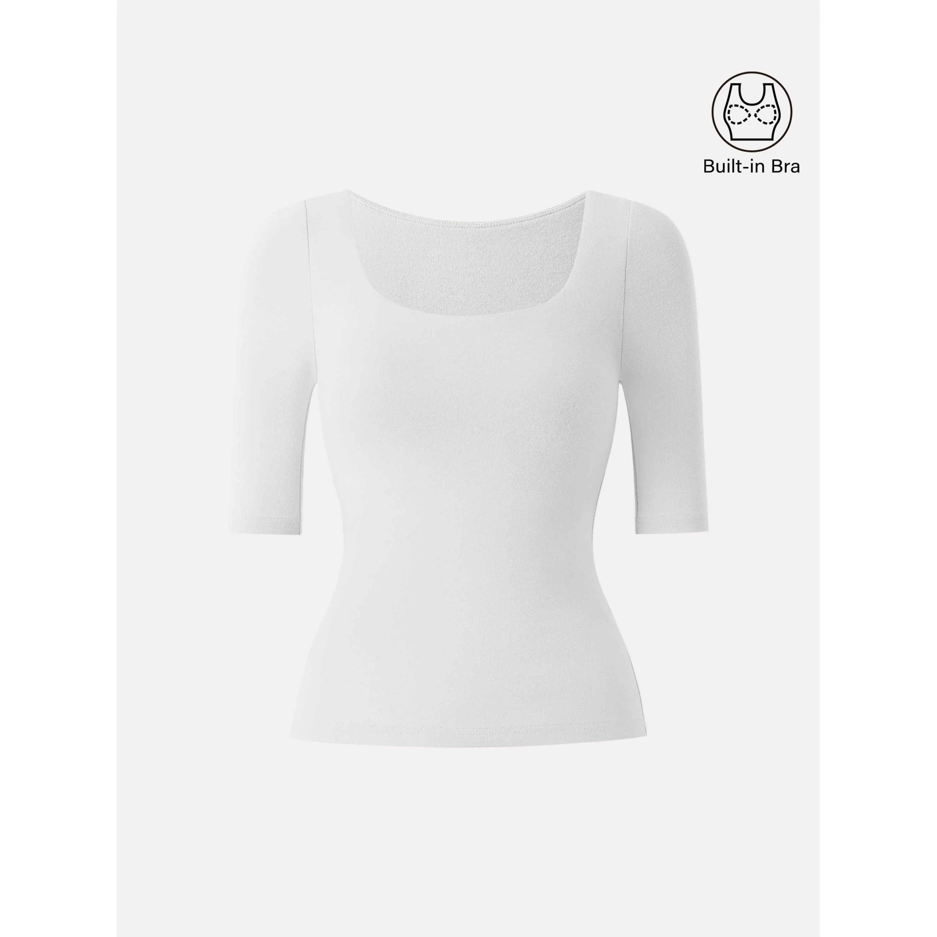 Essential Square Neck Elbow Length Sleeve Bra Top - Image 14