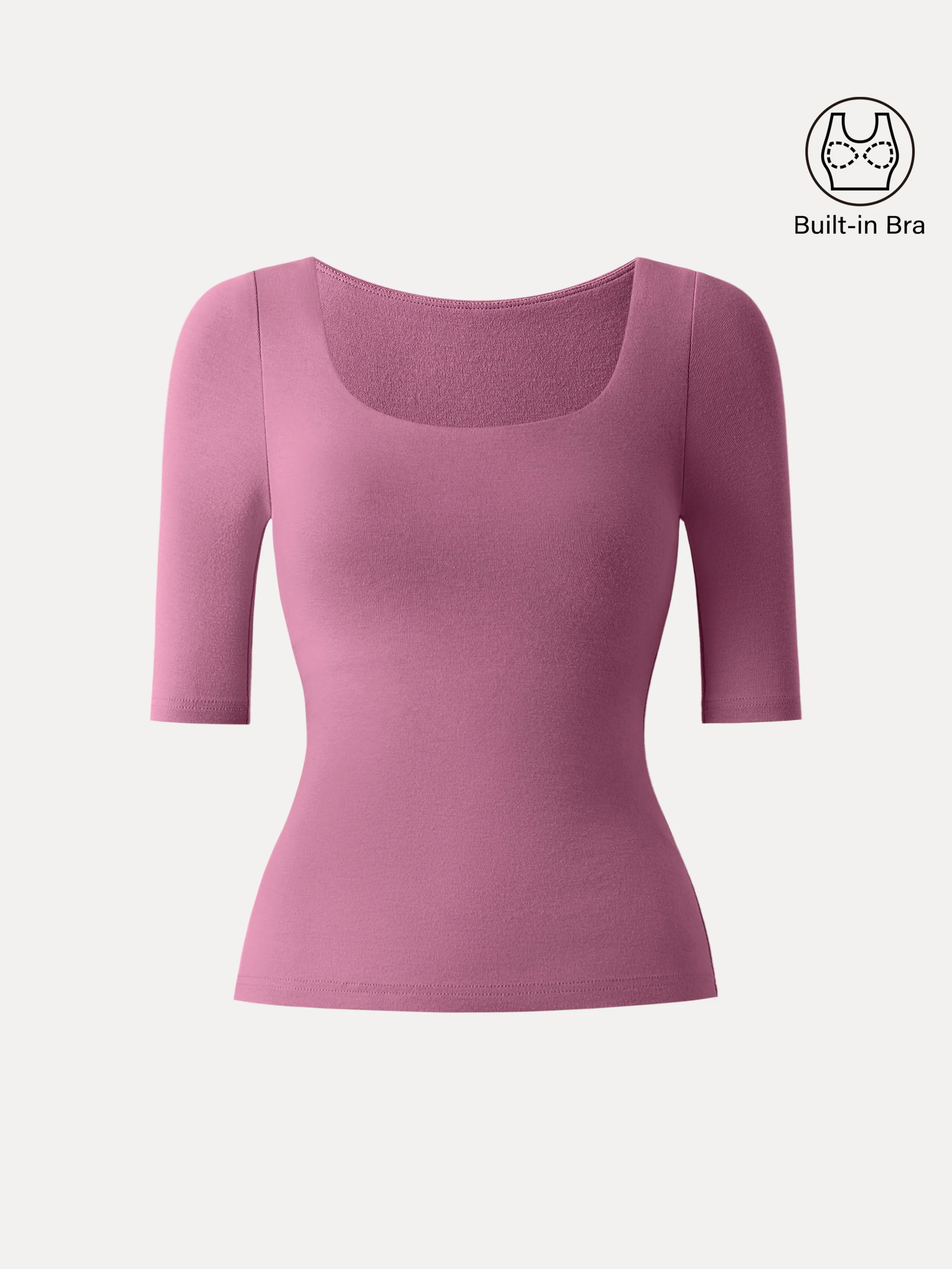 Essential Square Neck Elbow Length Sleeve Bra Top - Image 17