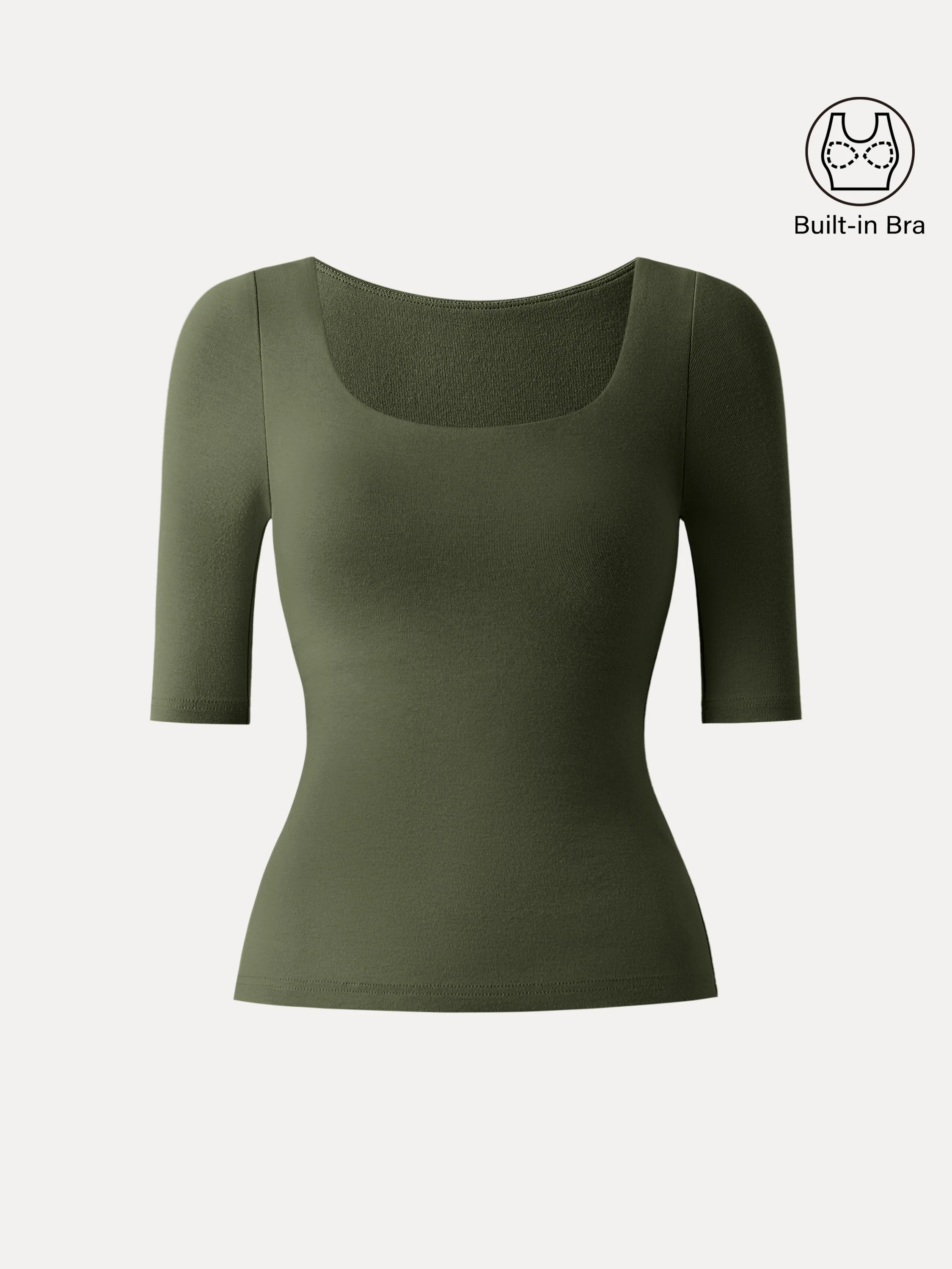 Essential Square Neck Elbow Length Sleeve Bra Top - Image 19