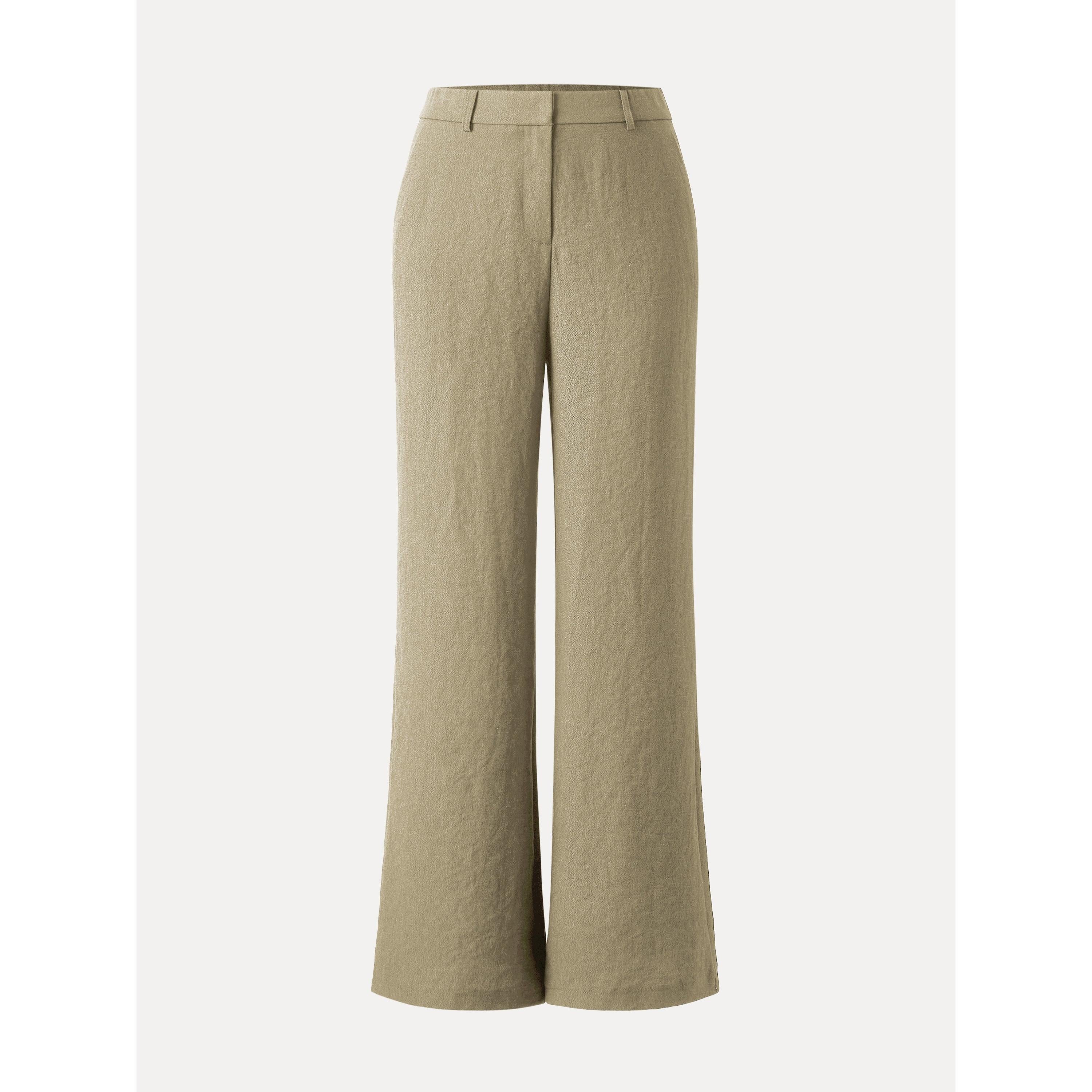 European Linen Mid Rise Flared Pant with Pockets - Image 18