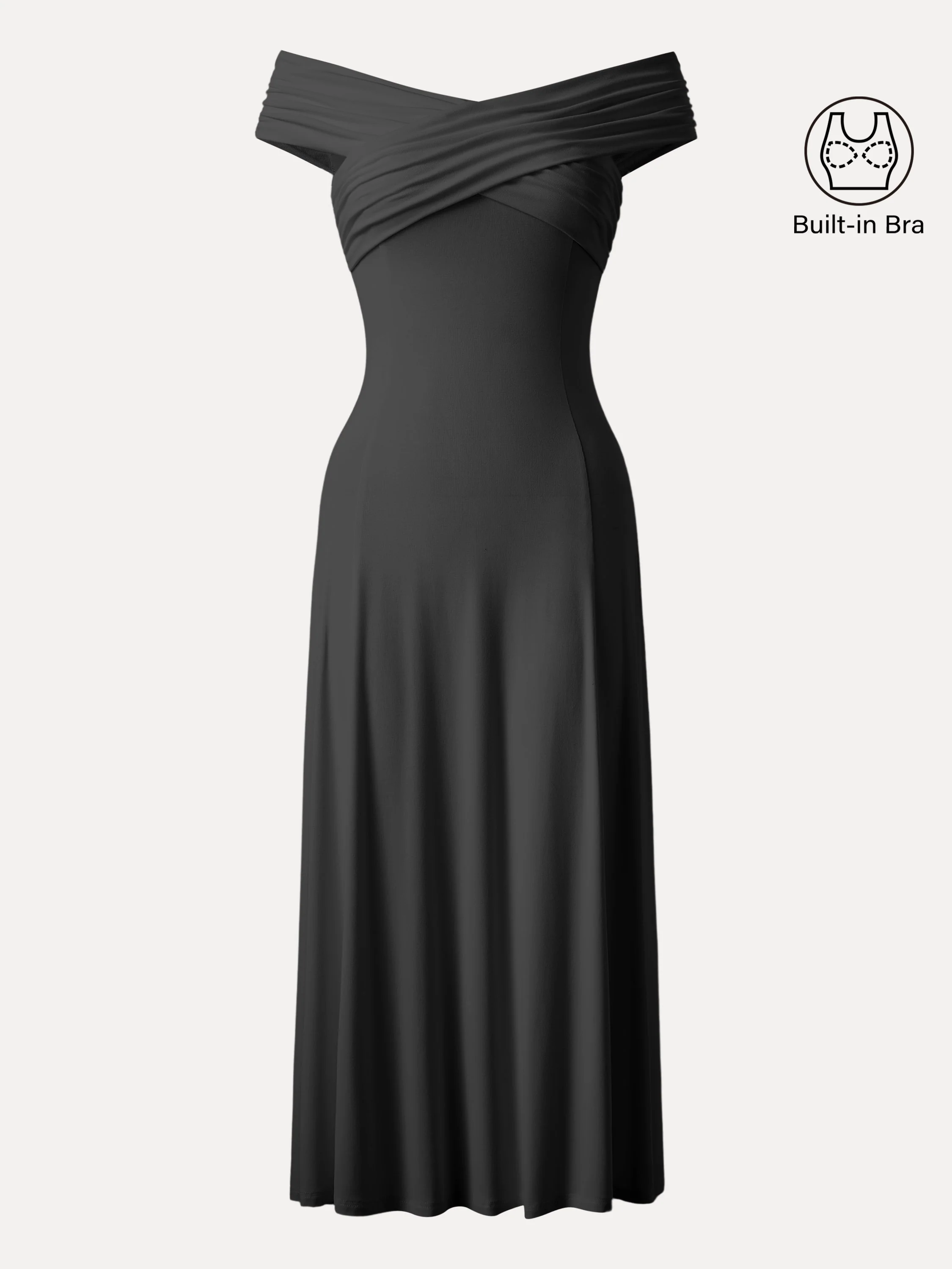 Flowy Criss Cross Off-shoulder Midi Bra Dress - Image 11