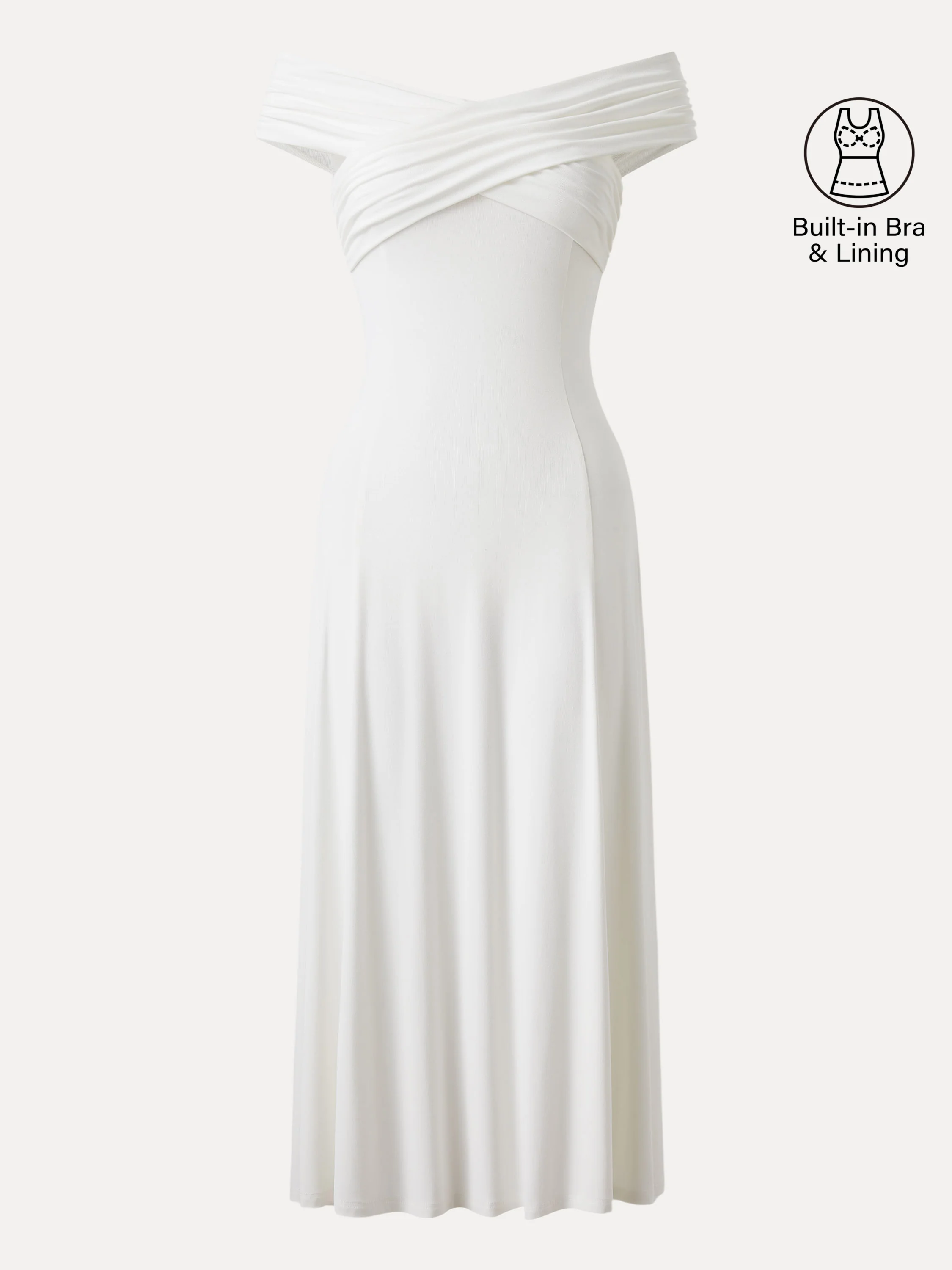 Flowy Criss Cross Off-shoulder Midi Bra Dress - Image 9