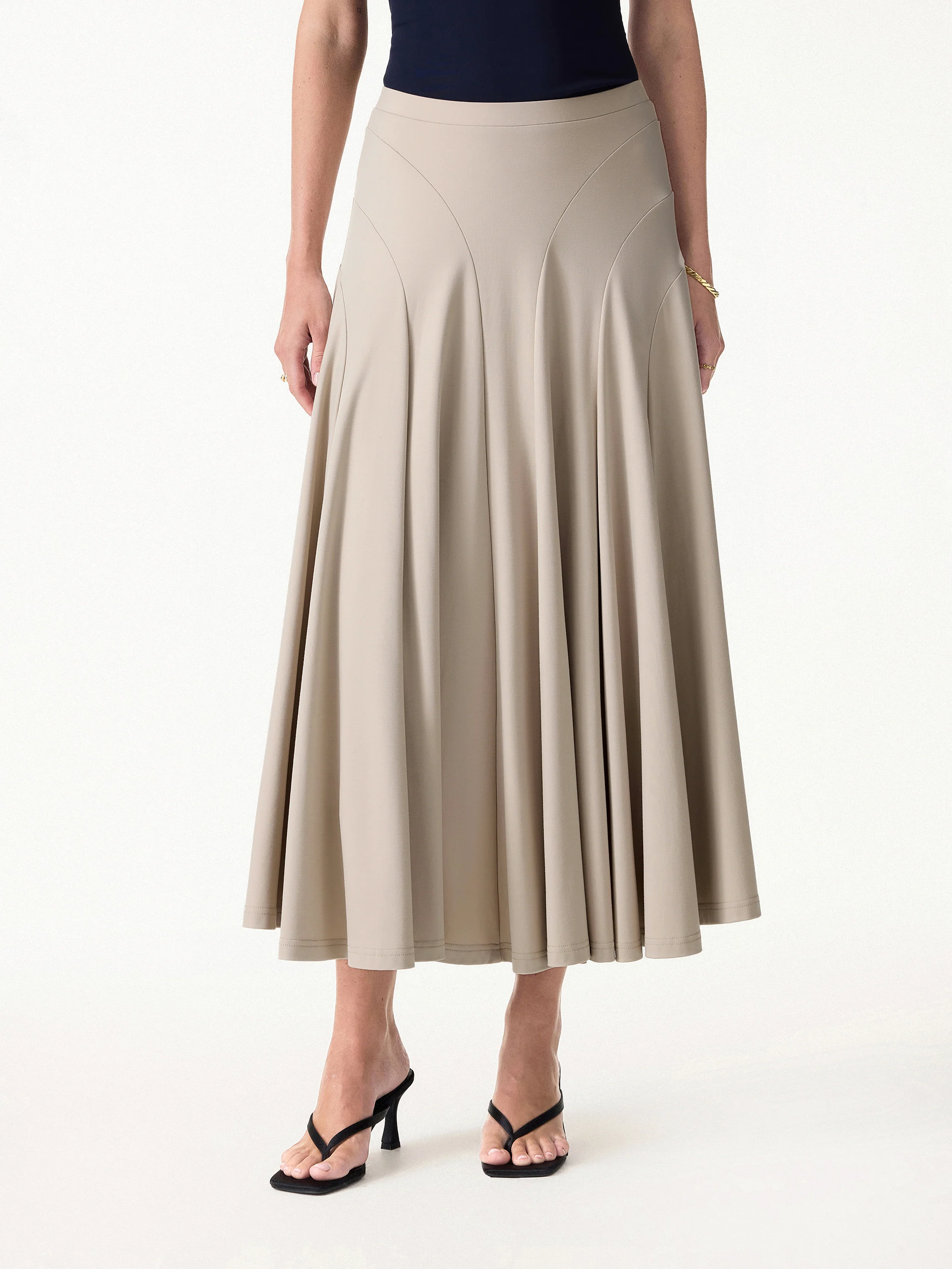 Flowy Drapey Mid Rise Midi Skirt - Image 5
