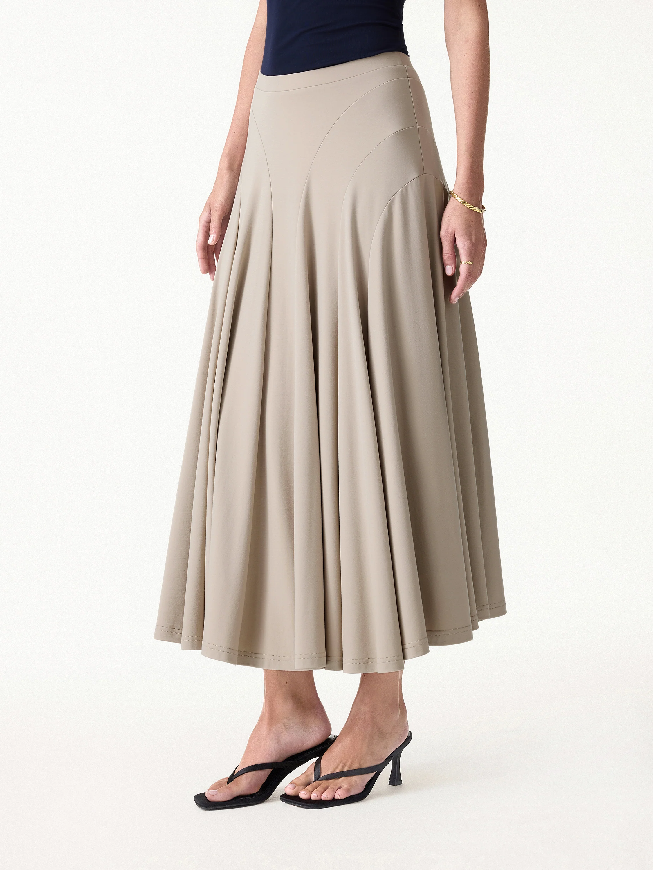 Flowy Drapey Mid Rise Midi Skirt - Image 6