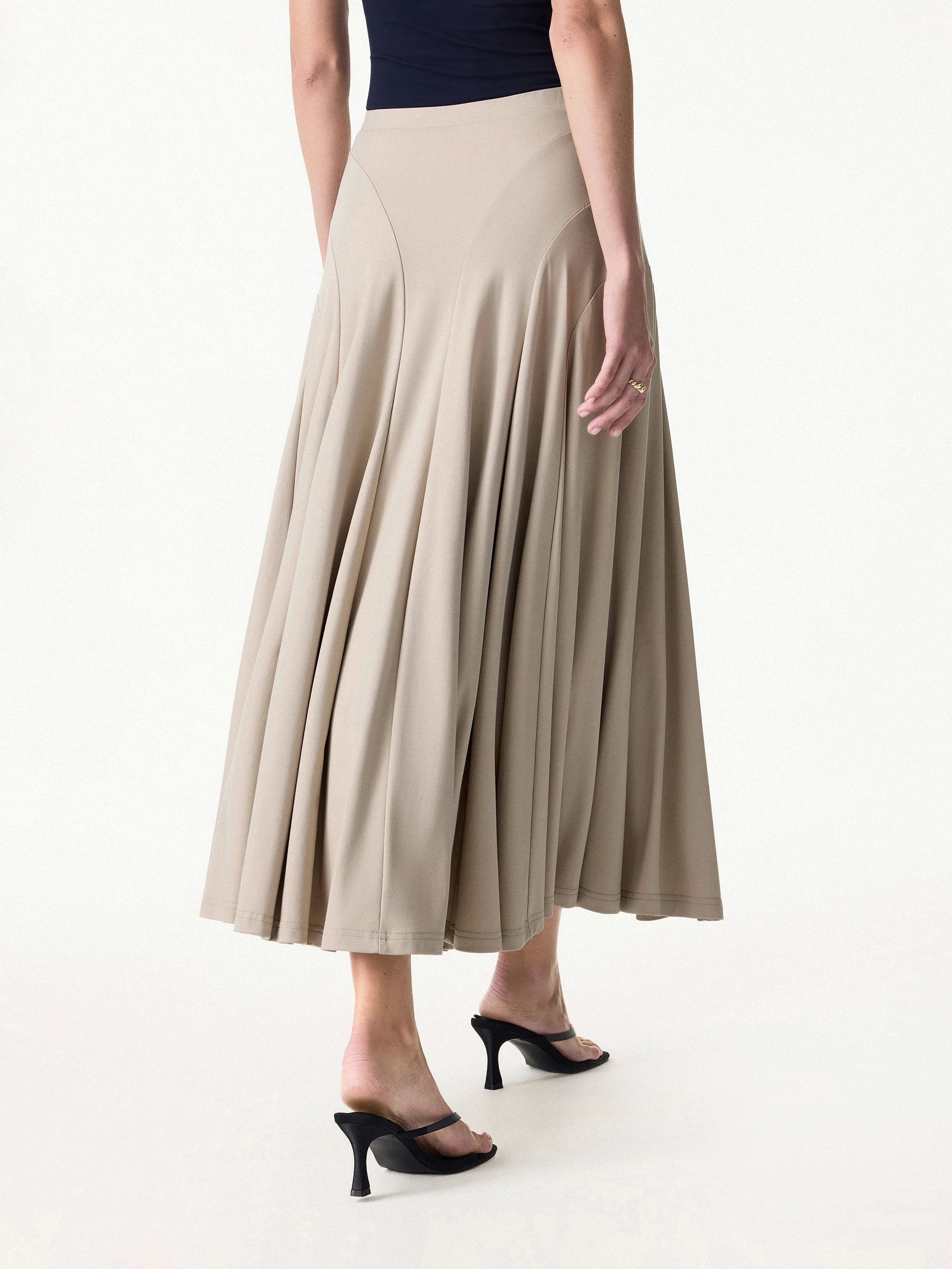 Flowy Drapey Mid Rise Midi Skirt - Image 7