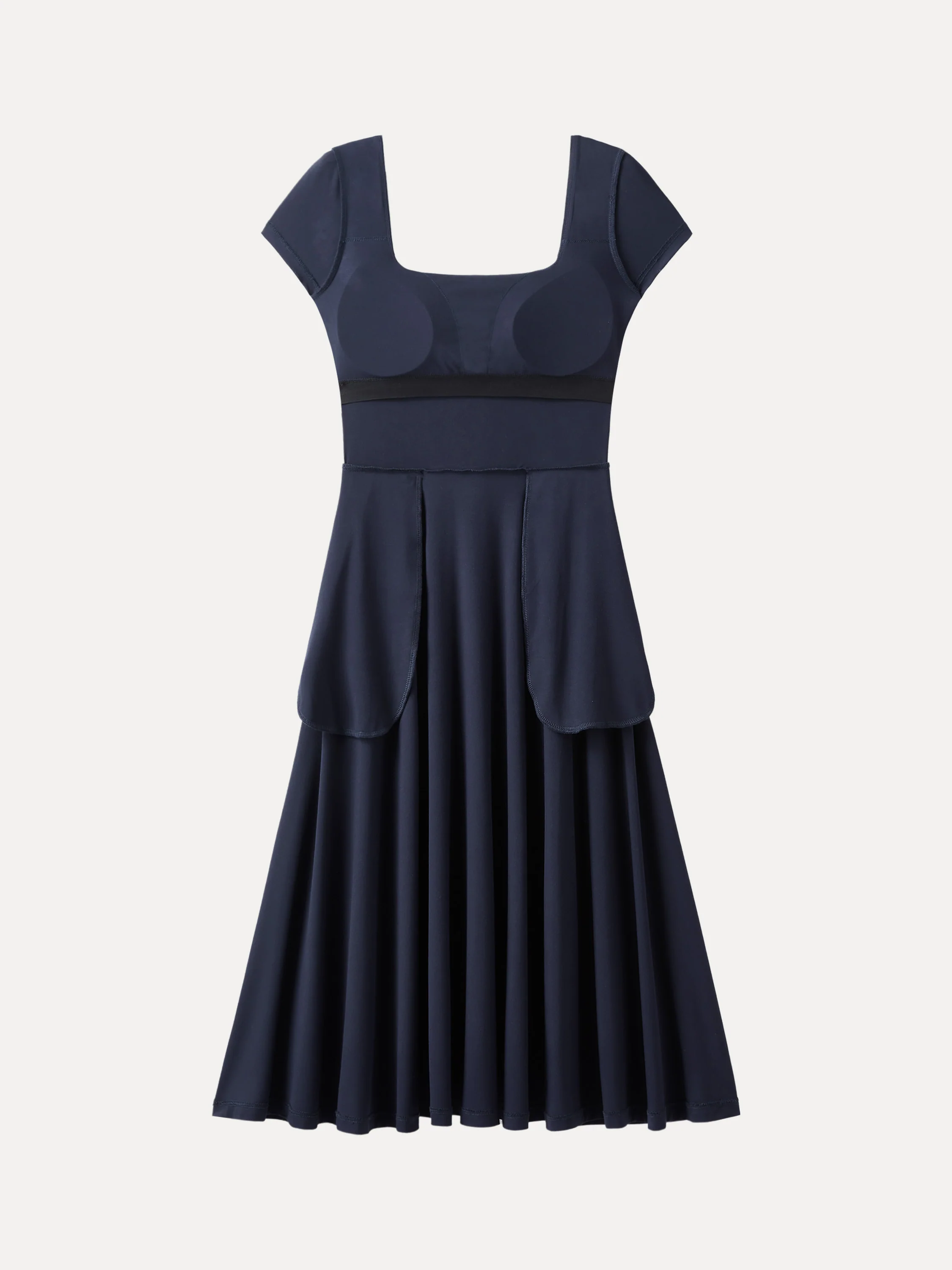 Flowy Square Neck Short Sleeve Midi Bra Dress - Image 11