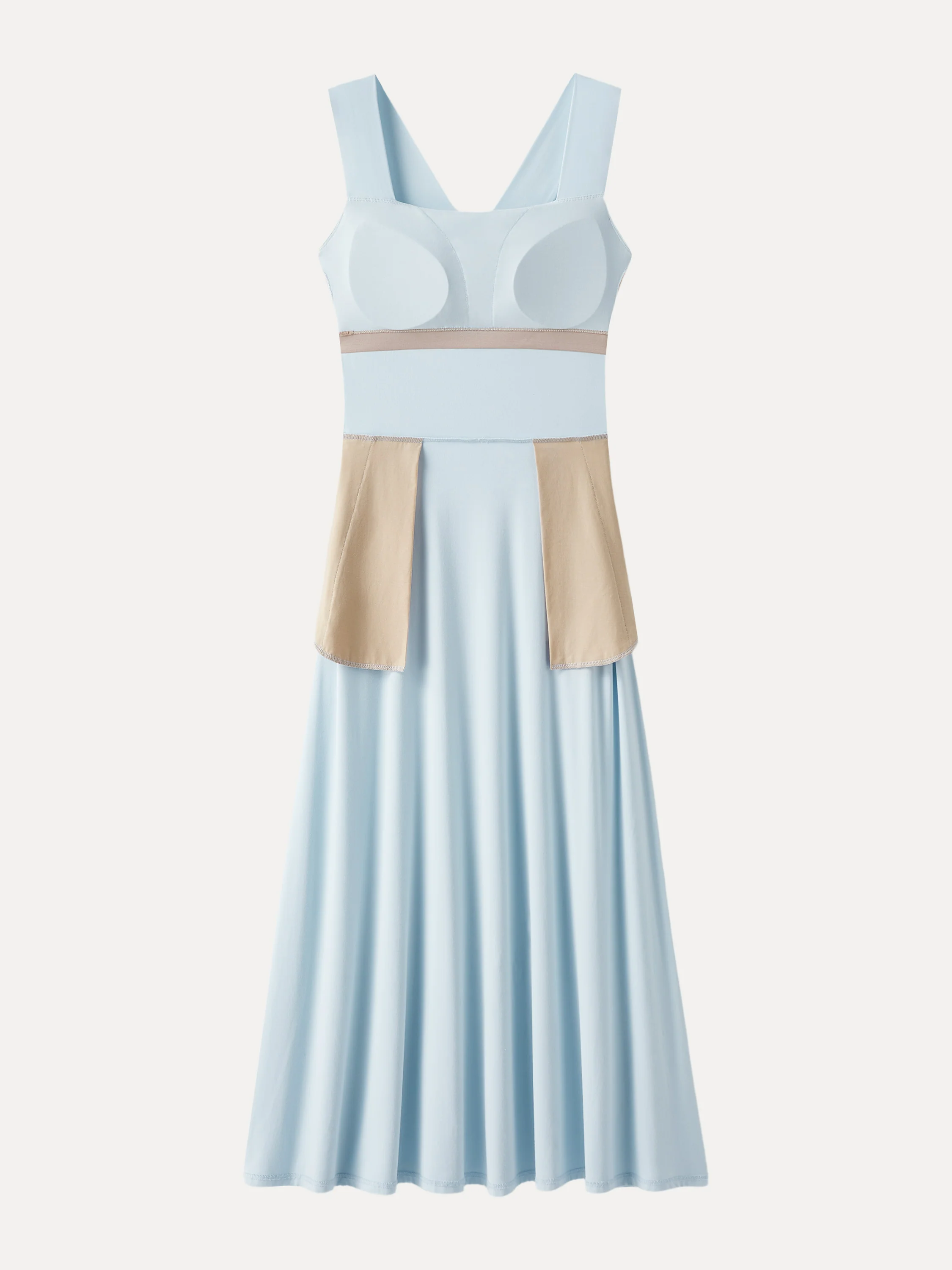 Flowy Square Neck Wide Straps Midi Bra Dress with Pockets - Image 12