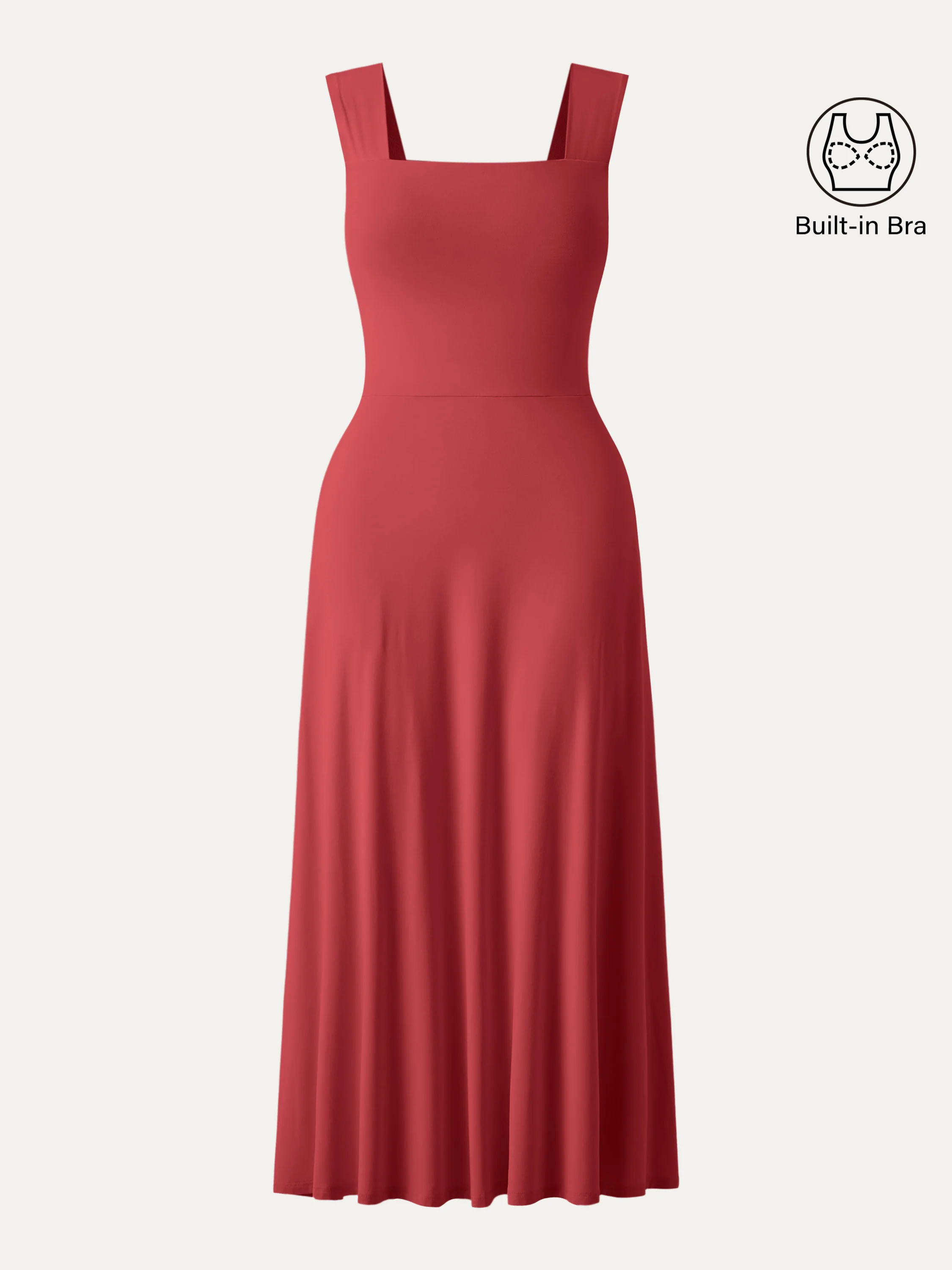 Flowy Square Neck Wide Straps Midi Bra Dress with Pockets - Image 16
