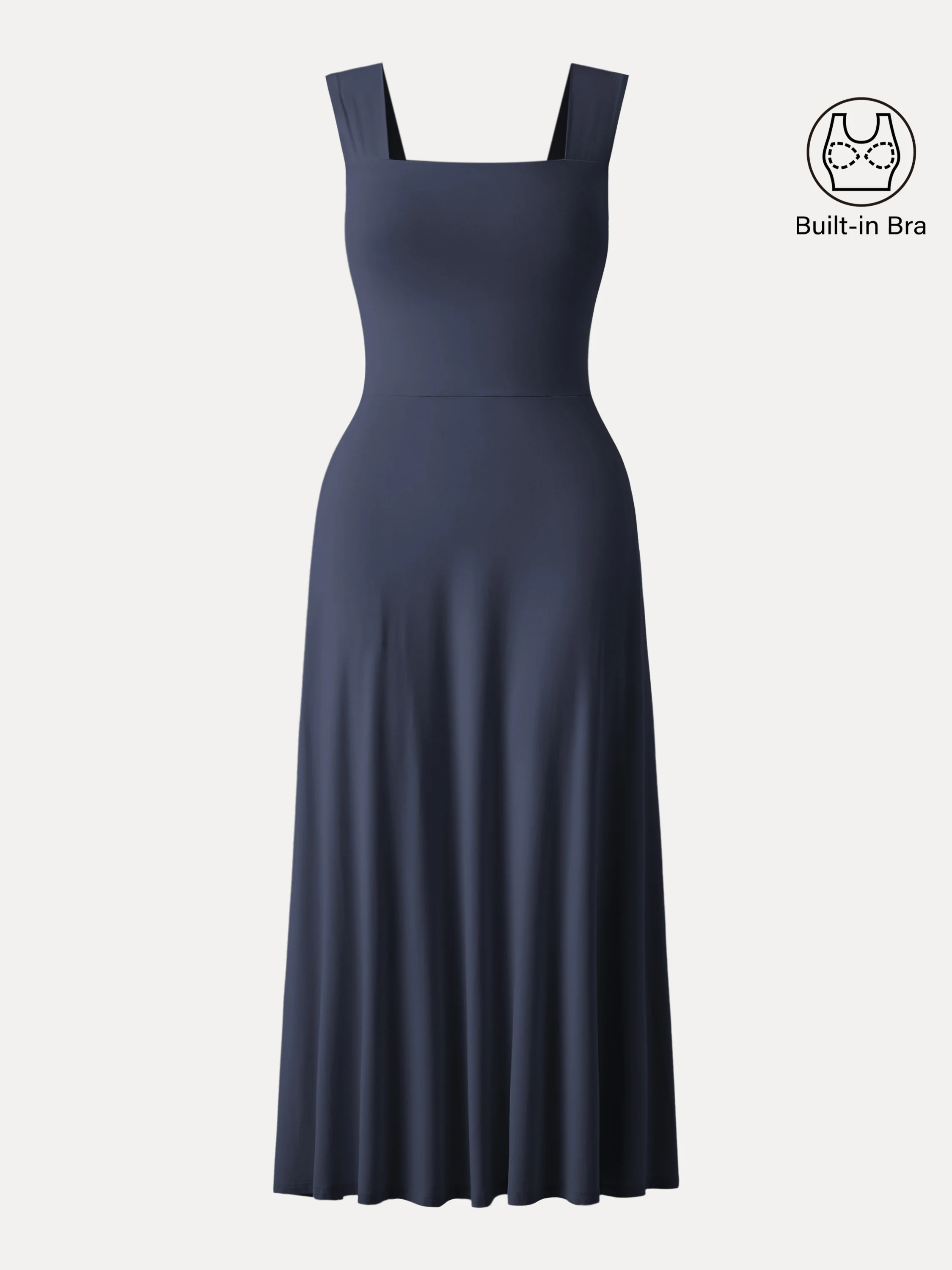 Flowy Square Neck Wide Straps Midi Bra Dress with Pockets - Image 17