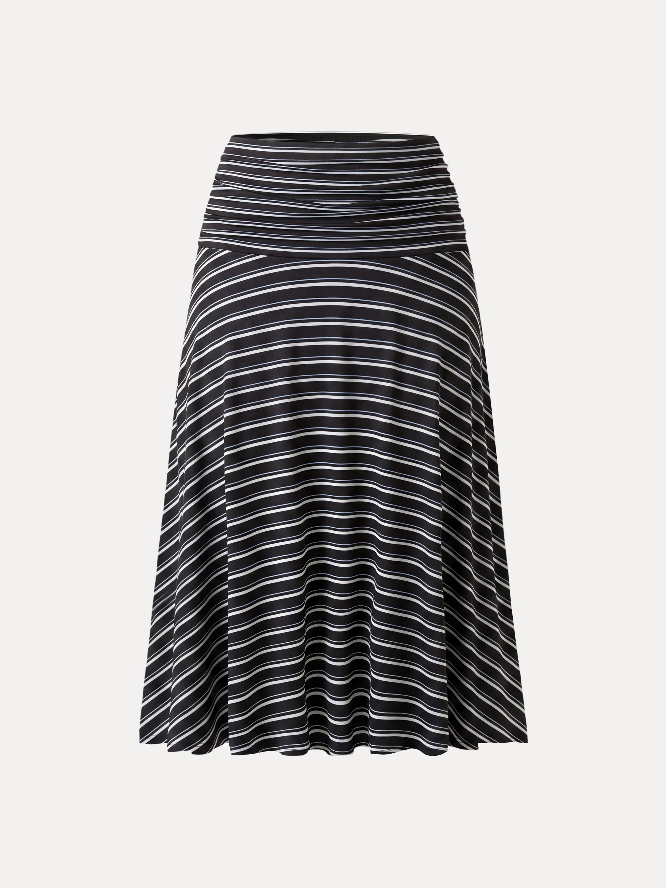 Flowy Striped Circle Flare Ruched Midi Skirt - Image 10